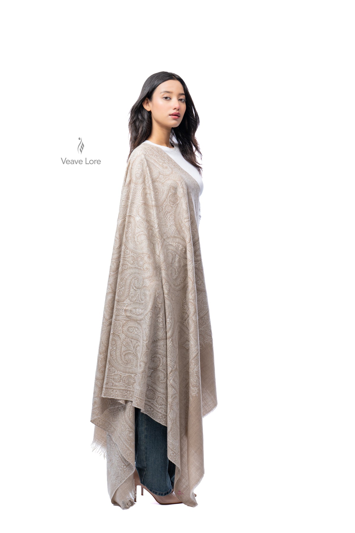 Bisque Tracery Pashmina Shawl