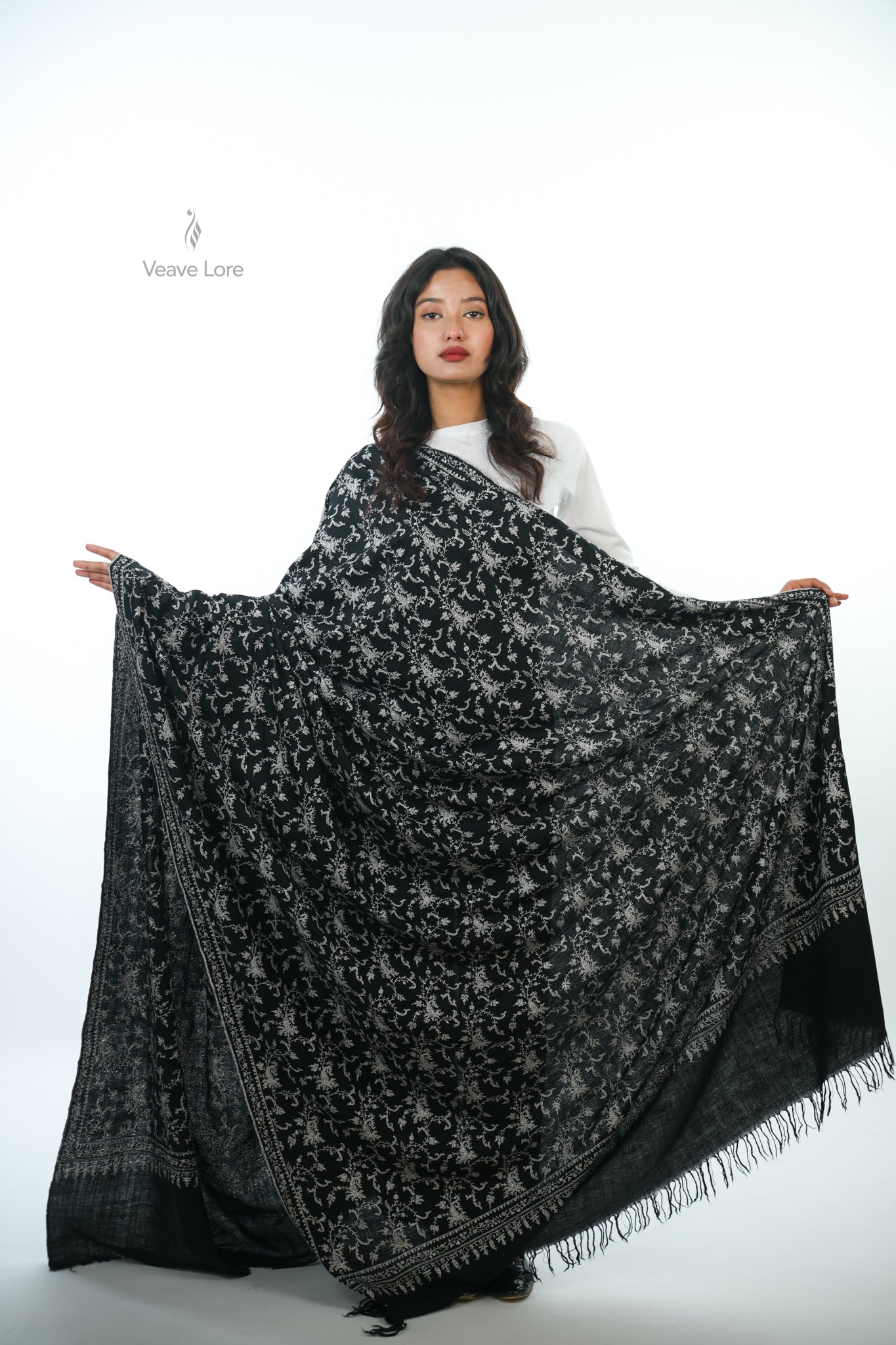 Kahkashan Midnight Oversized Pashmina Shawl