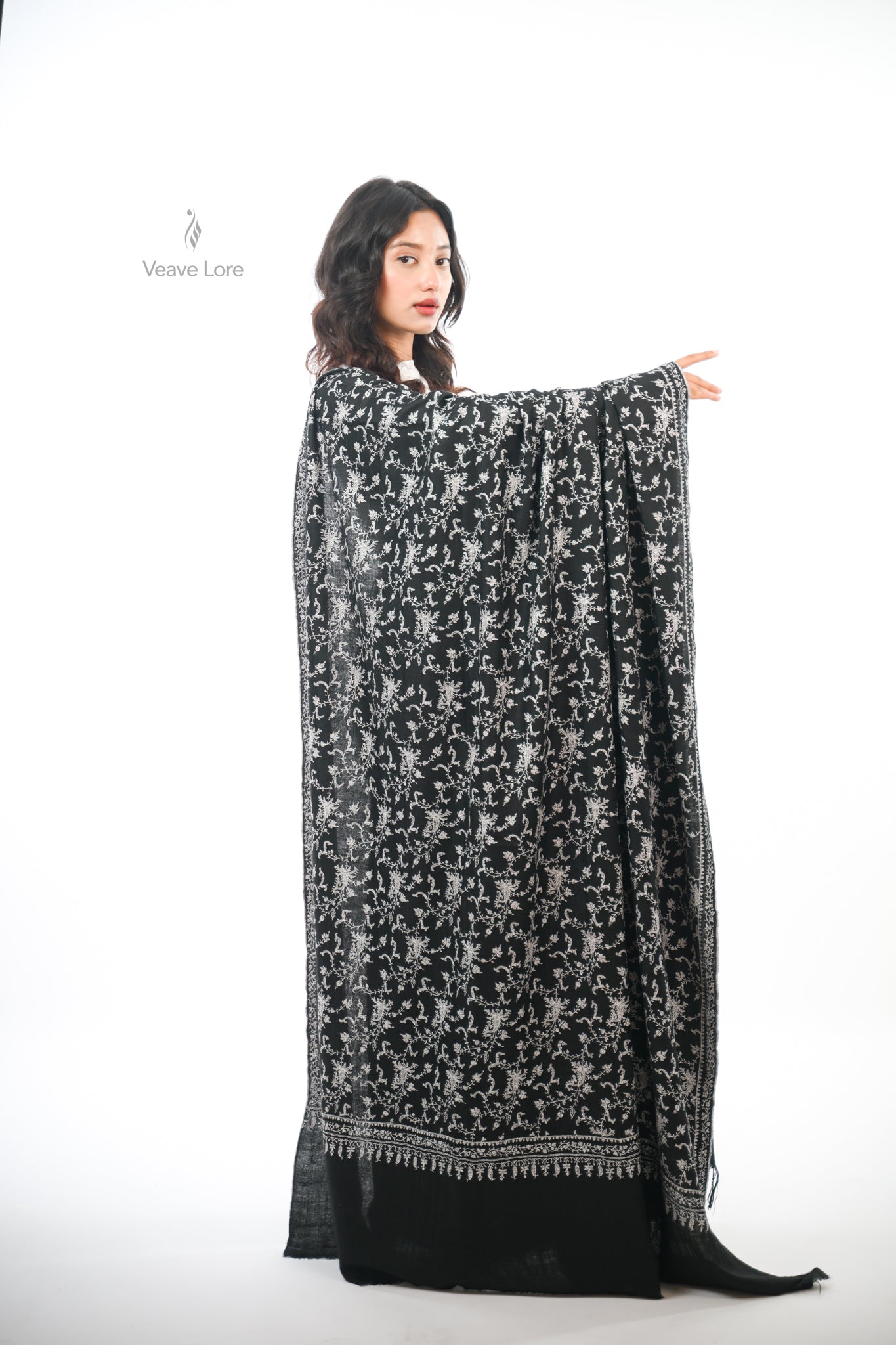 Kahkashan Midnight Oversized Pashmina Shawl
