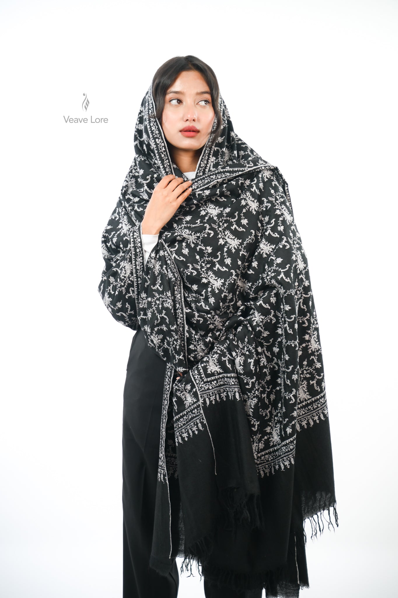 Kahkashan Midnight Oversized Pashmina Shawl