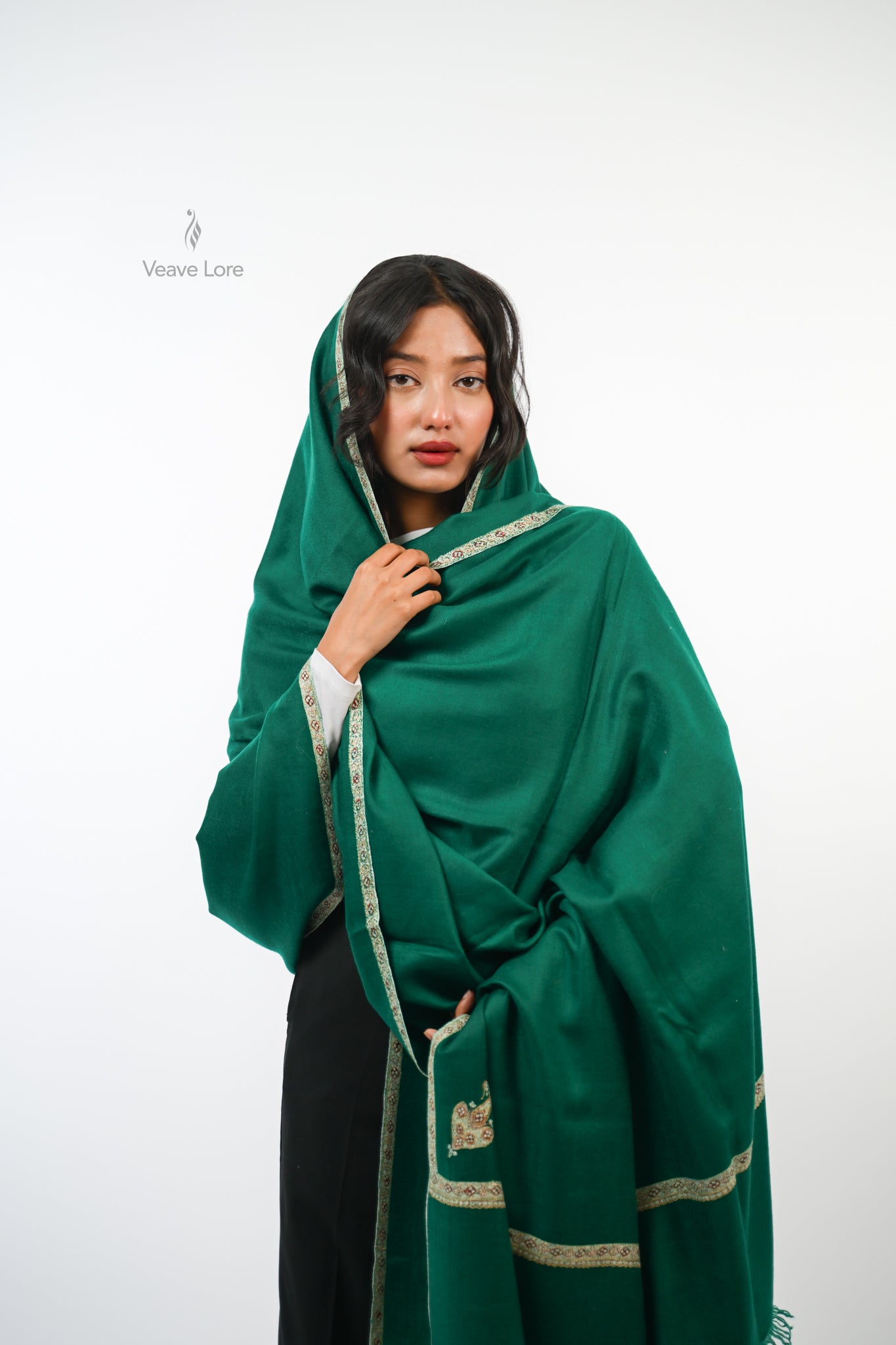 Zumurrud Pine Oversized Pashmina Shawl
