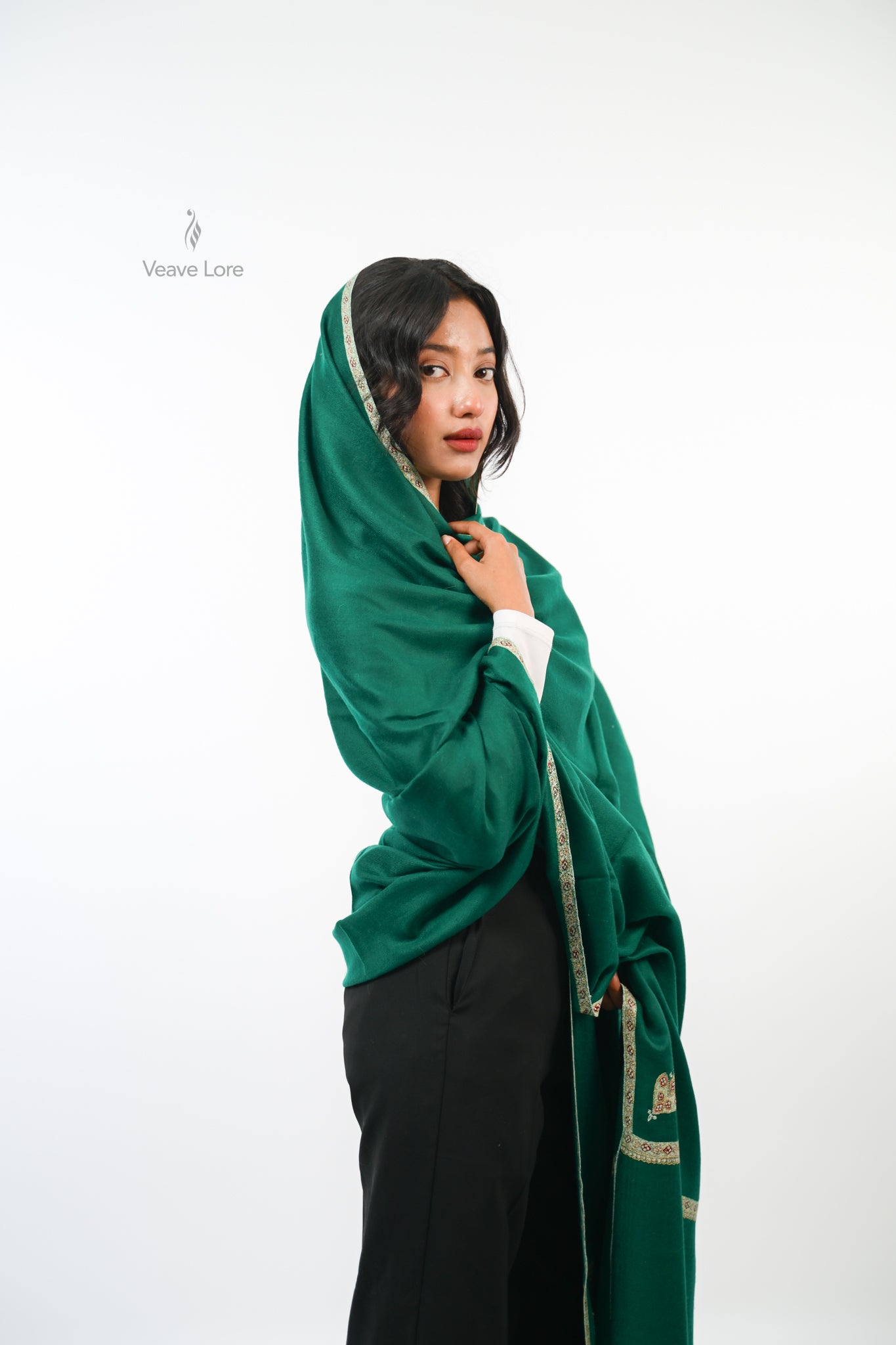 Zumurrud Pine Oversized Pashmina Shawl