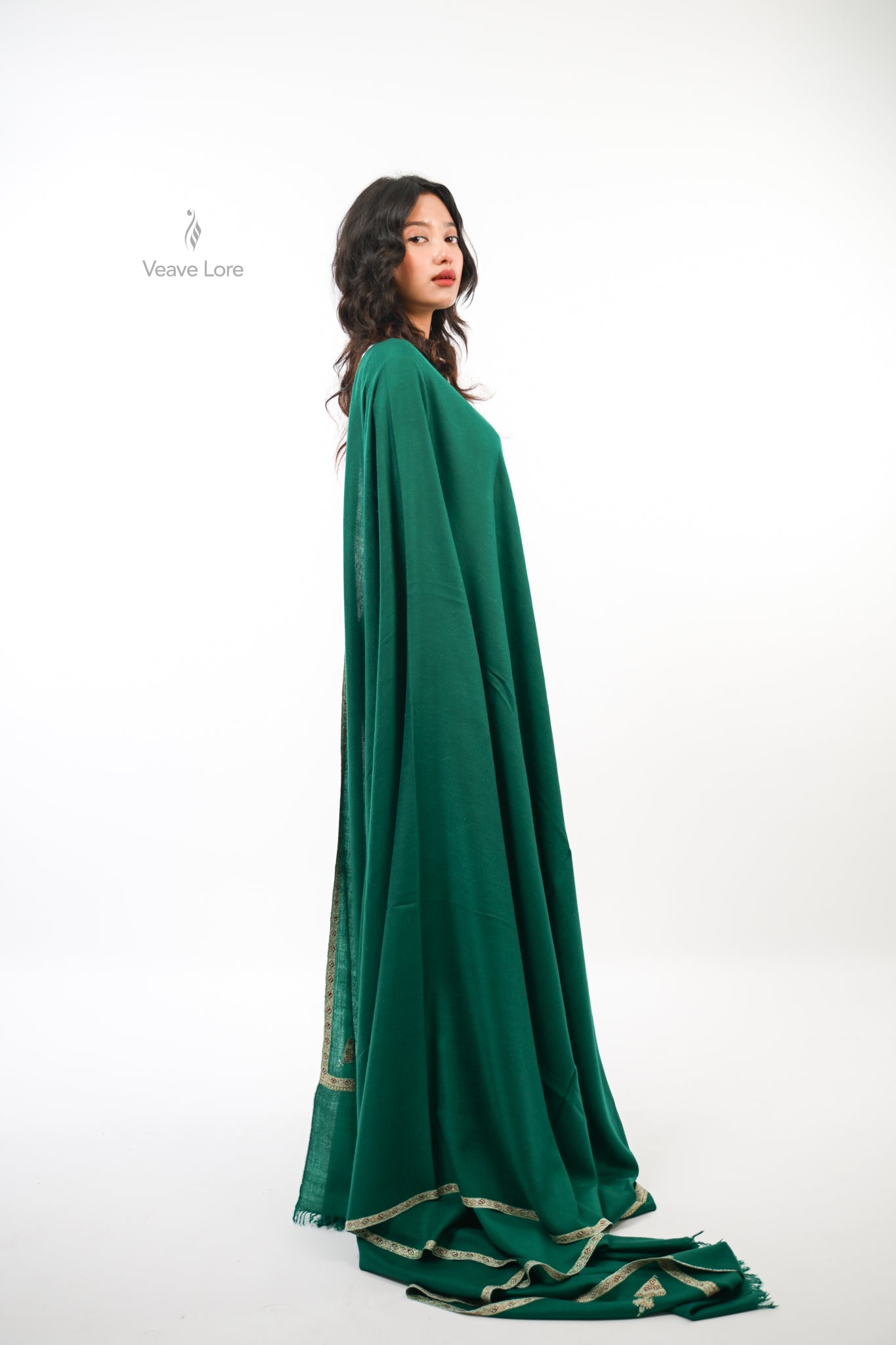Zumurrud Pine Oversized Pashmina Shawl