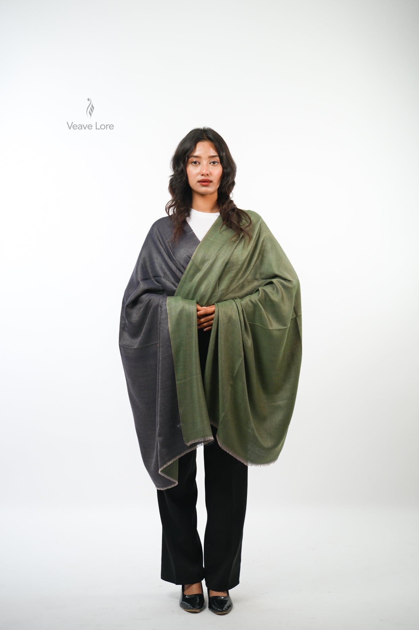 Sage Reversible Fine Wool Shawl
