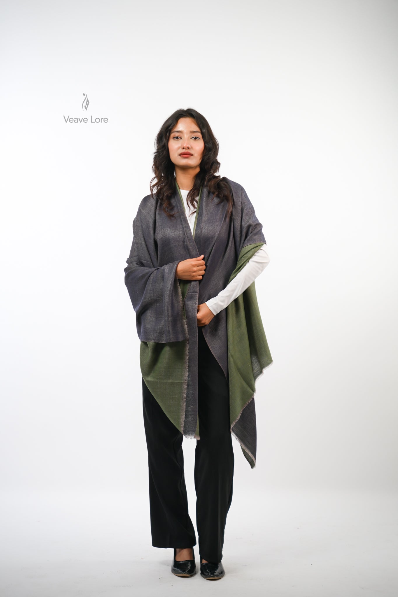 Sage Reversible Fine Wool Shawl