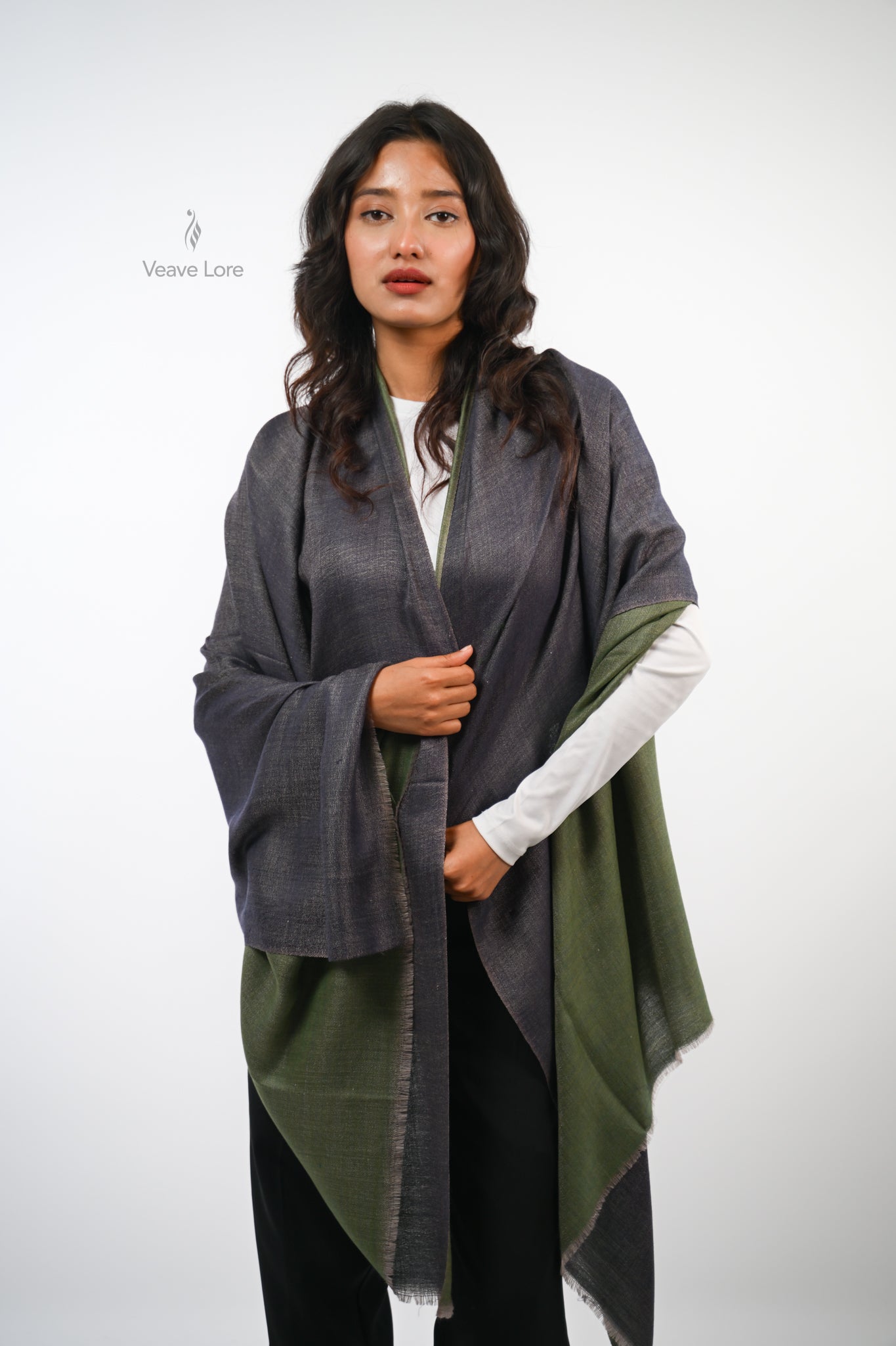 Sage Reversible Fine Wool Shawl