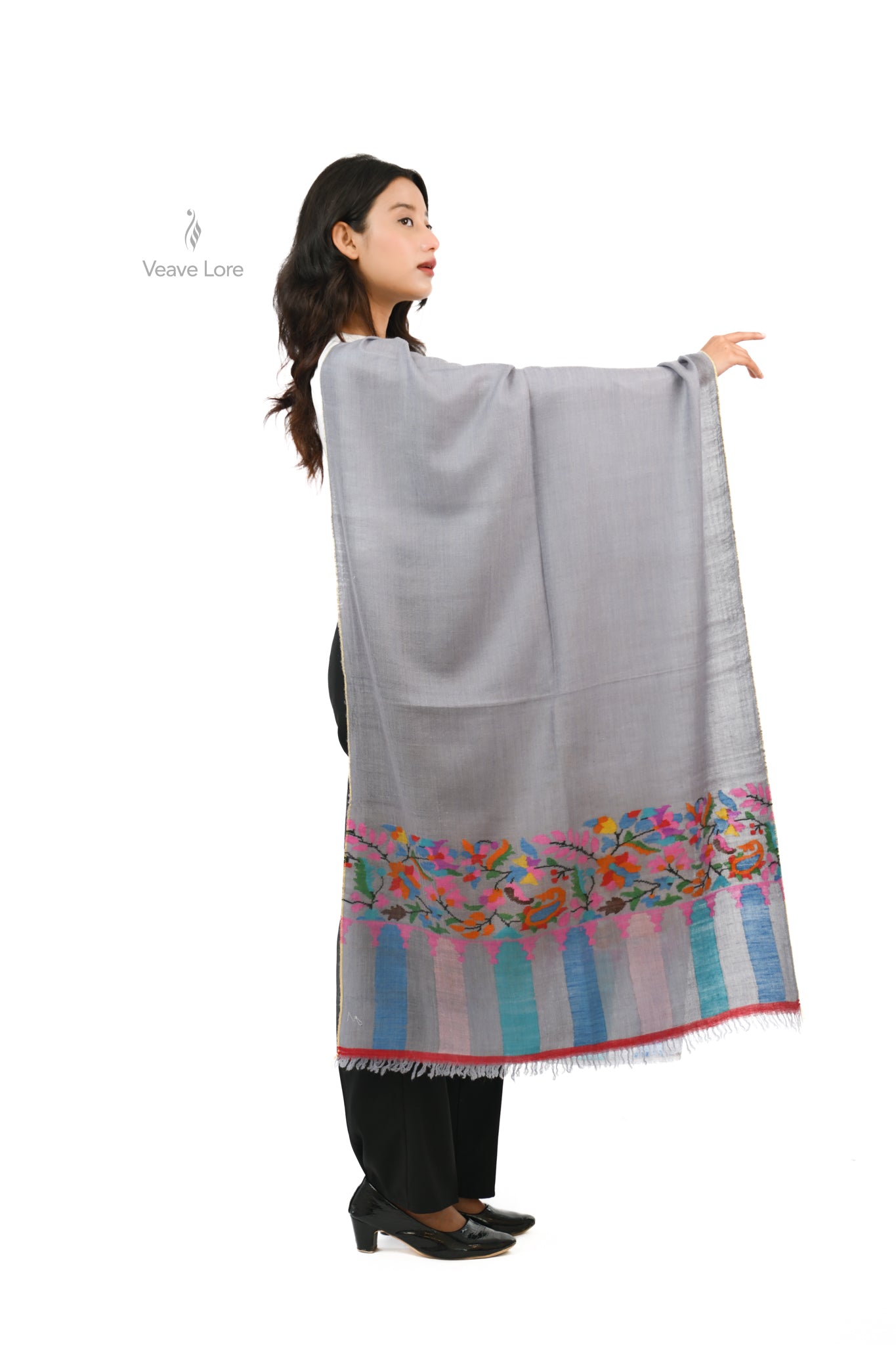 Faakhta Dove Grey Pashmina Shawl