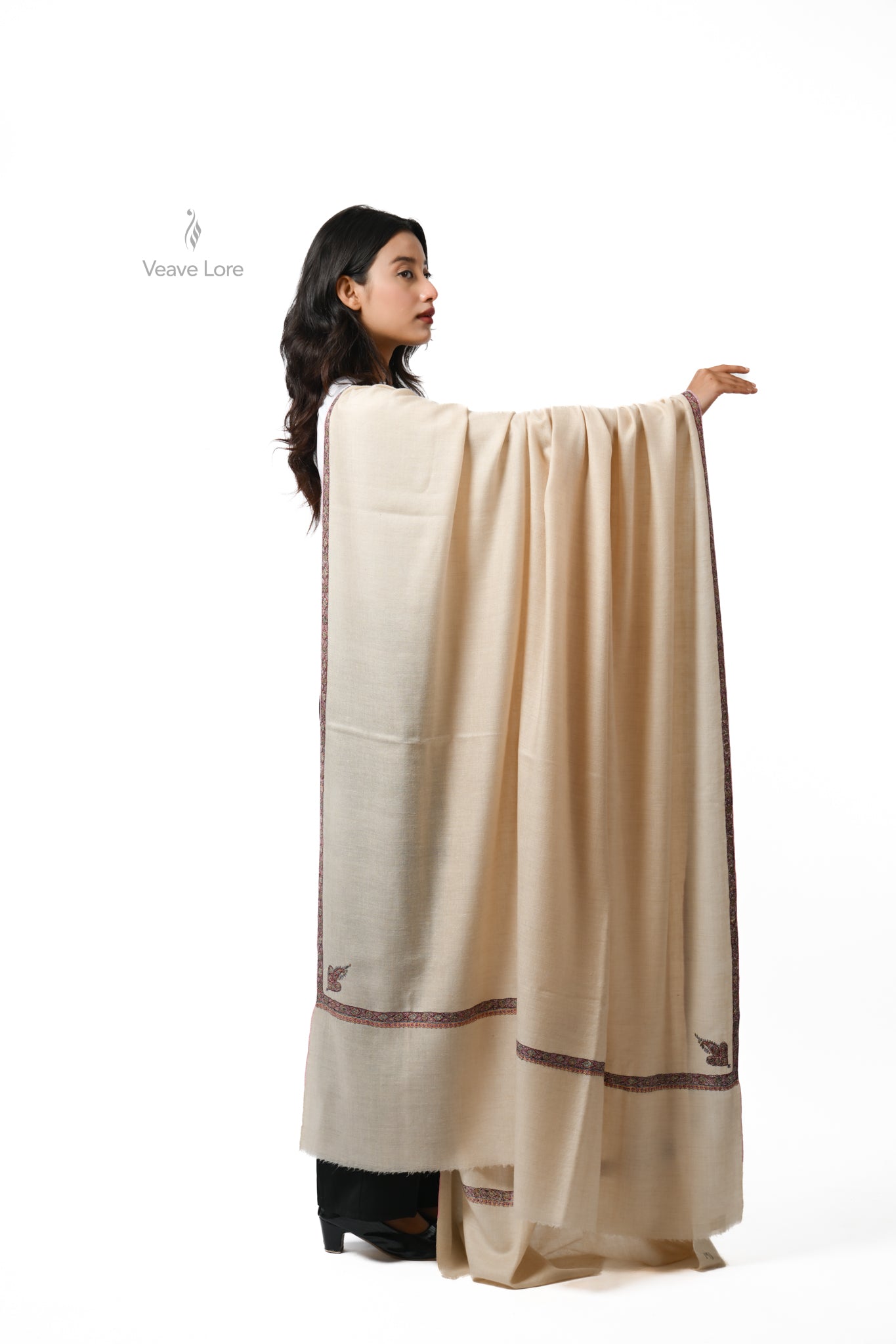 Sukoon Almond Oversized Pashmina Shawl