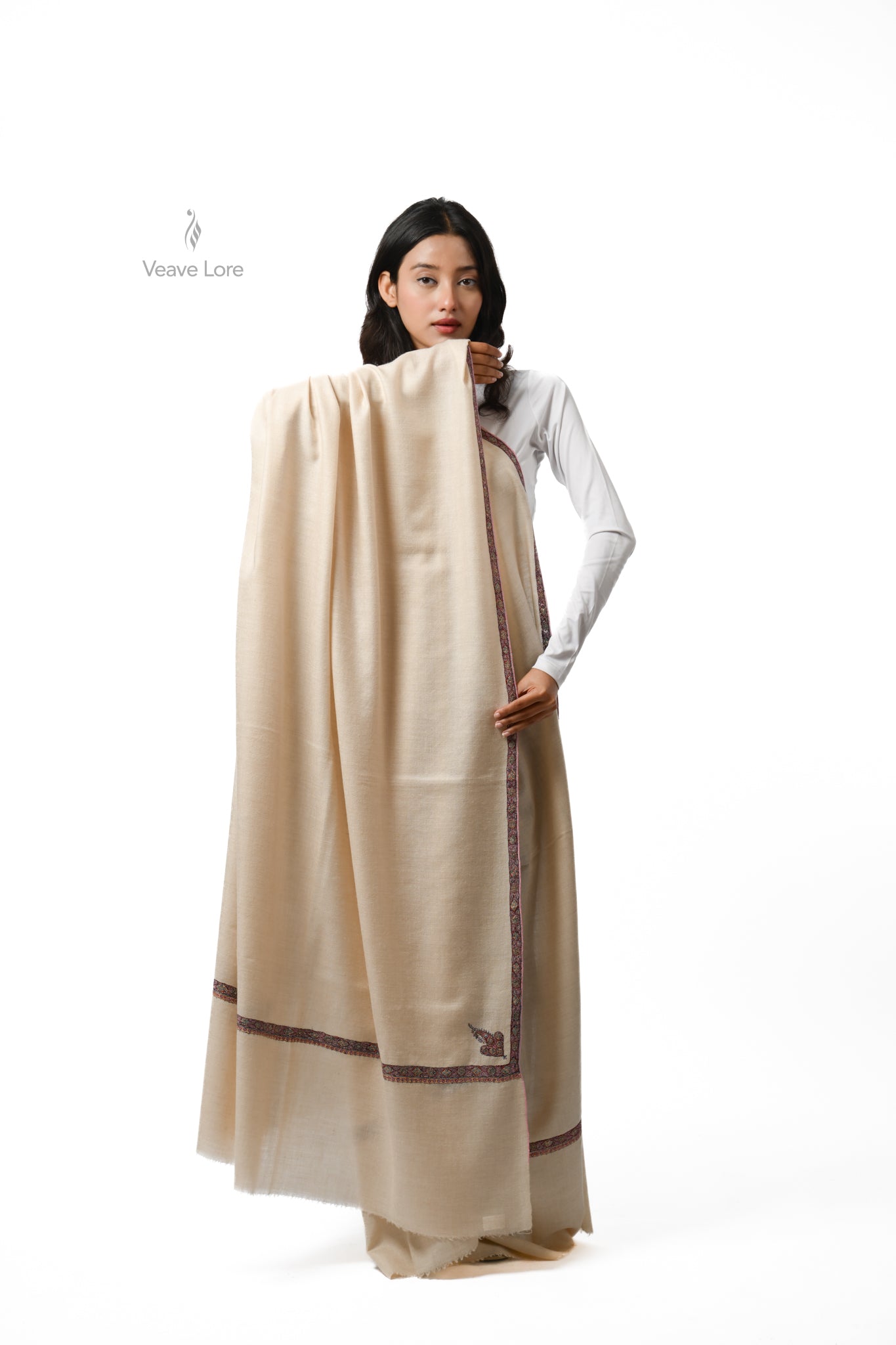 Sukoon Almond Oversized Pashmina Shawl