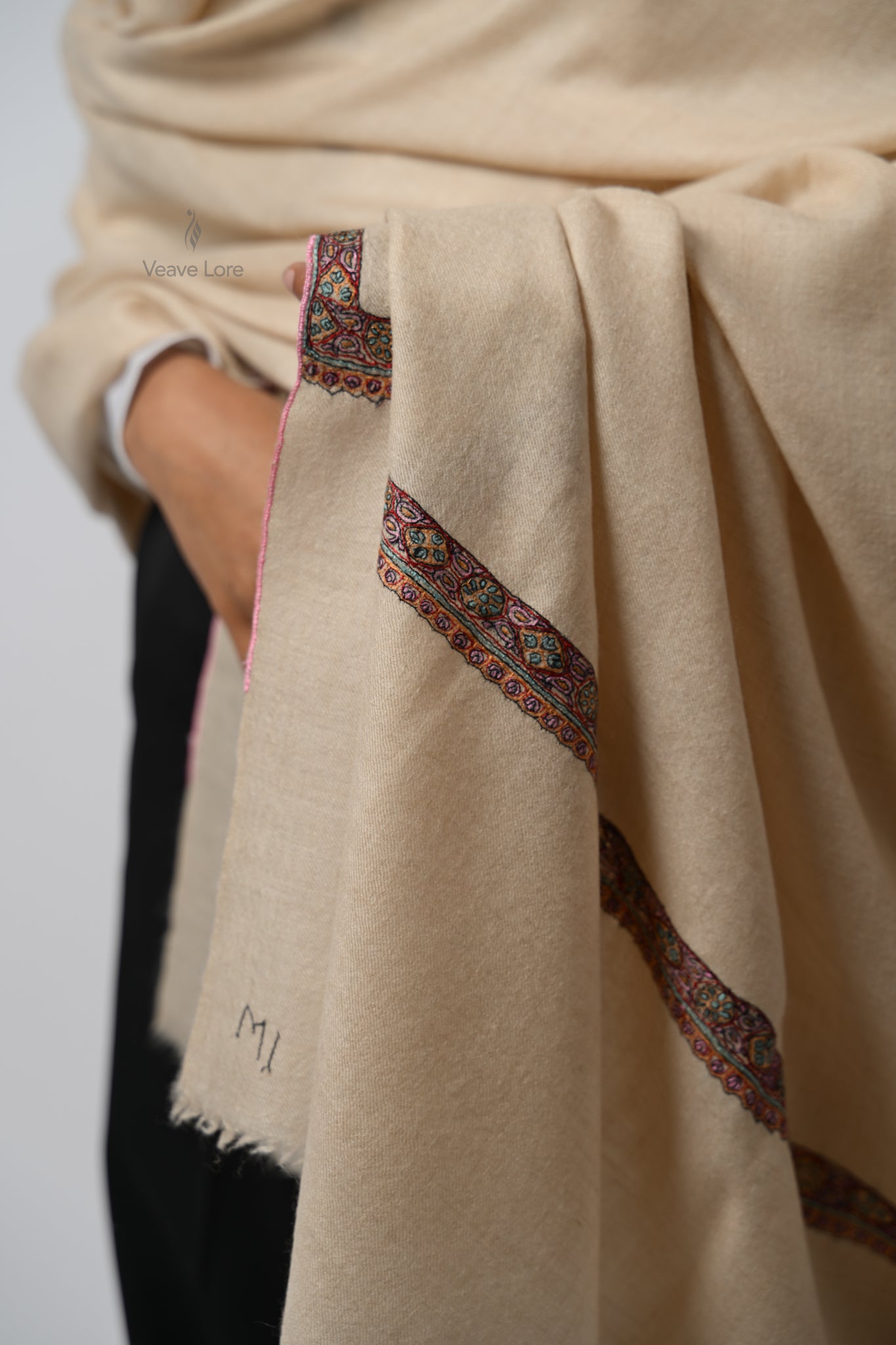 Sukoon Almond Oversized Pashmina Shawl
