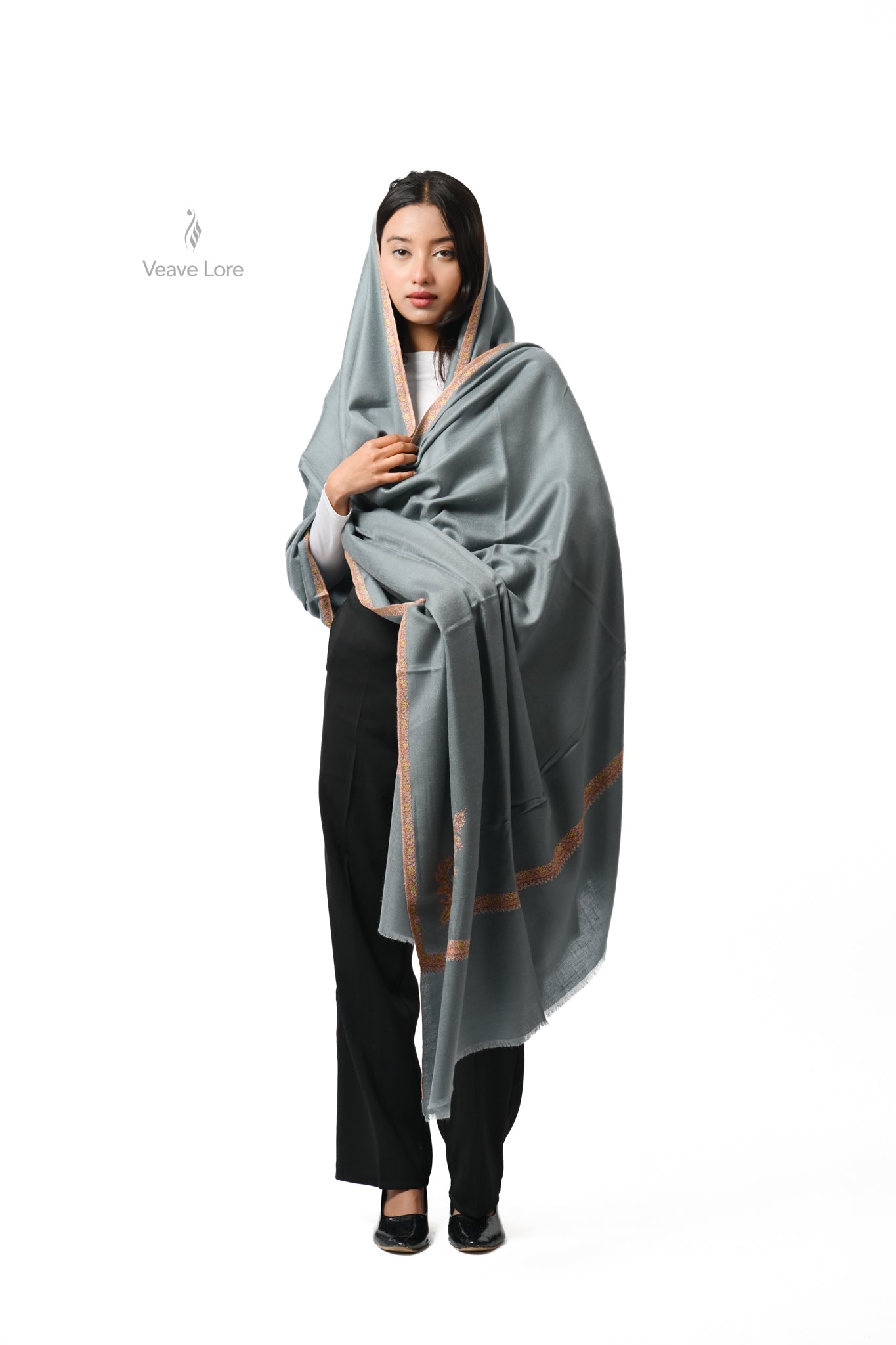 Saba Eucalyptus Oversized Pashmina Shawl