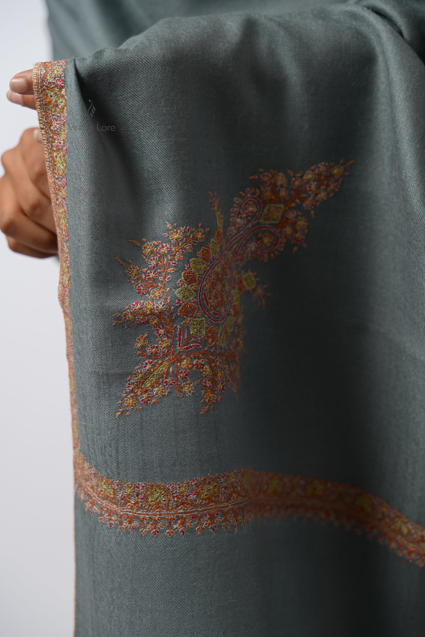 Saba Eucalyptus Oversized Pashmina Shawl