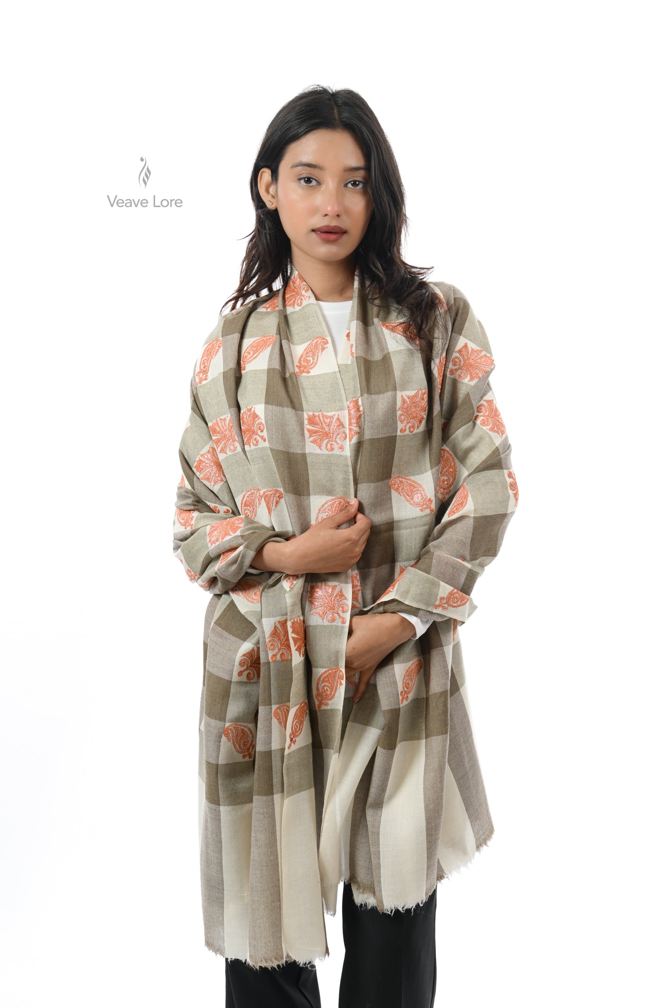 Harvest Check Woollen Shawl