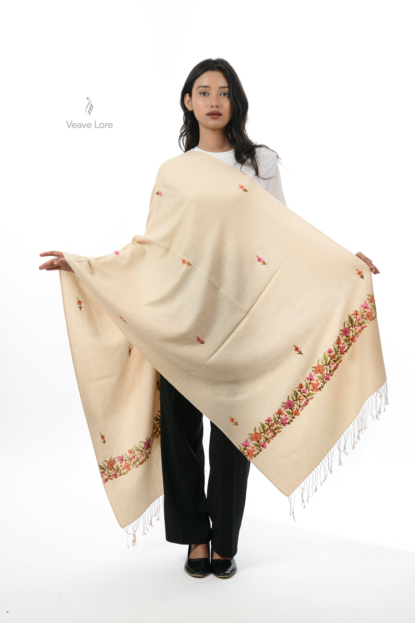 Silk Aari Fine Wool Stole