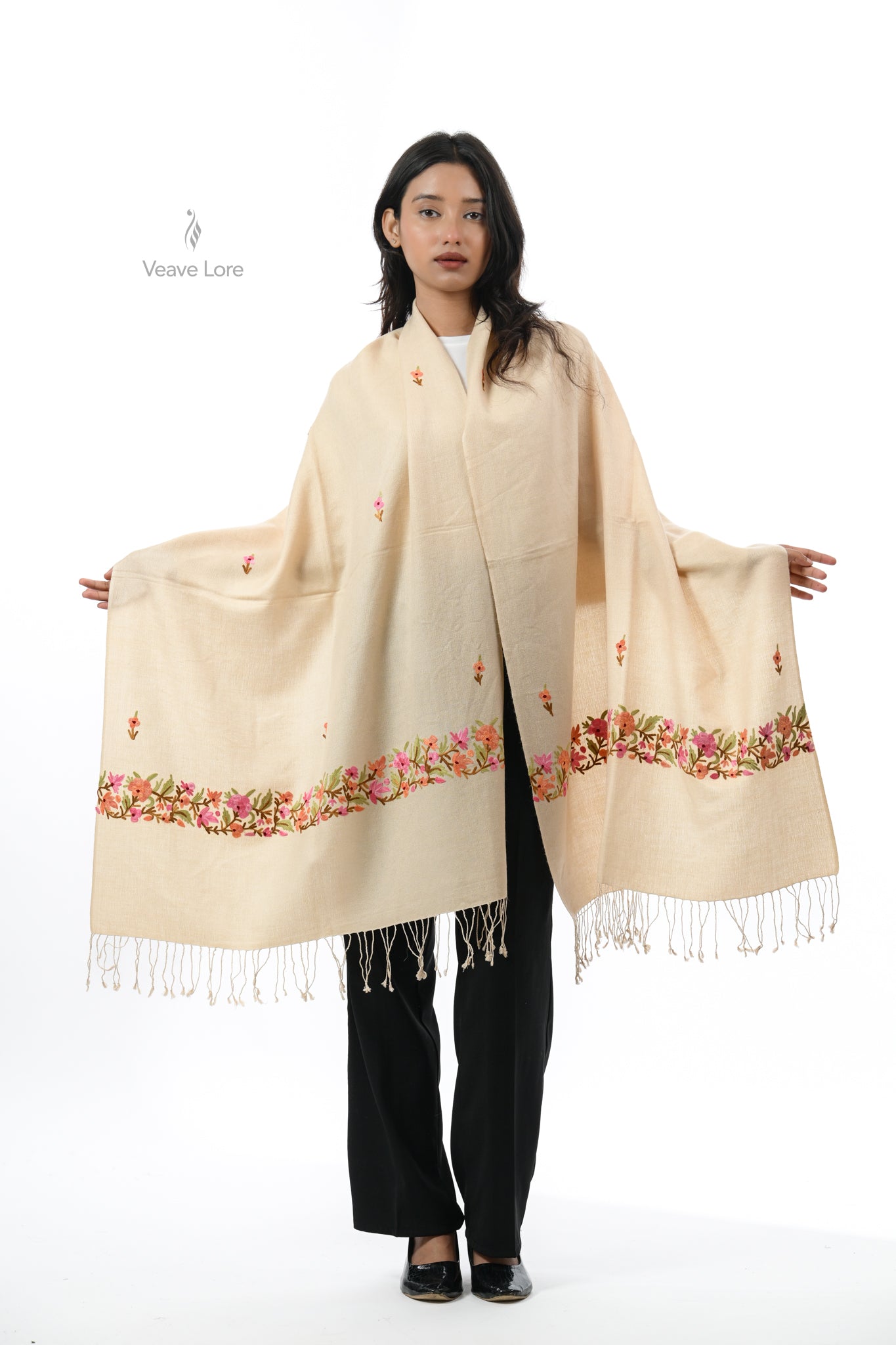 Silk Aari Fine Wool Stole