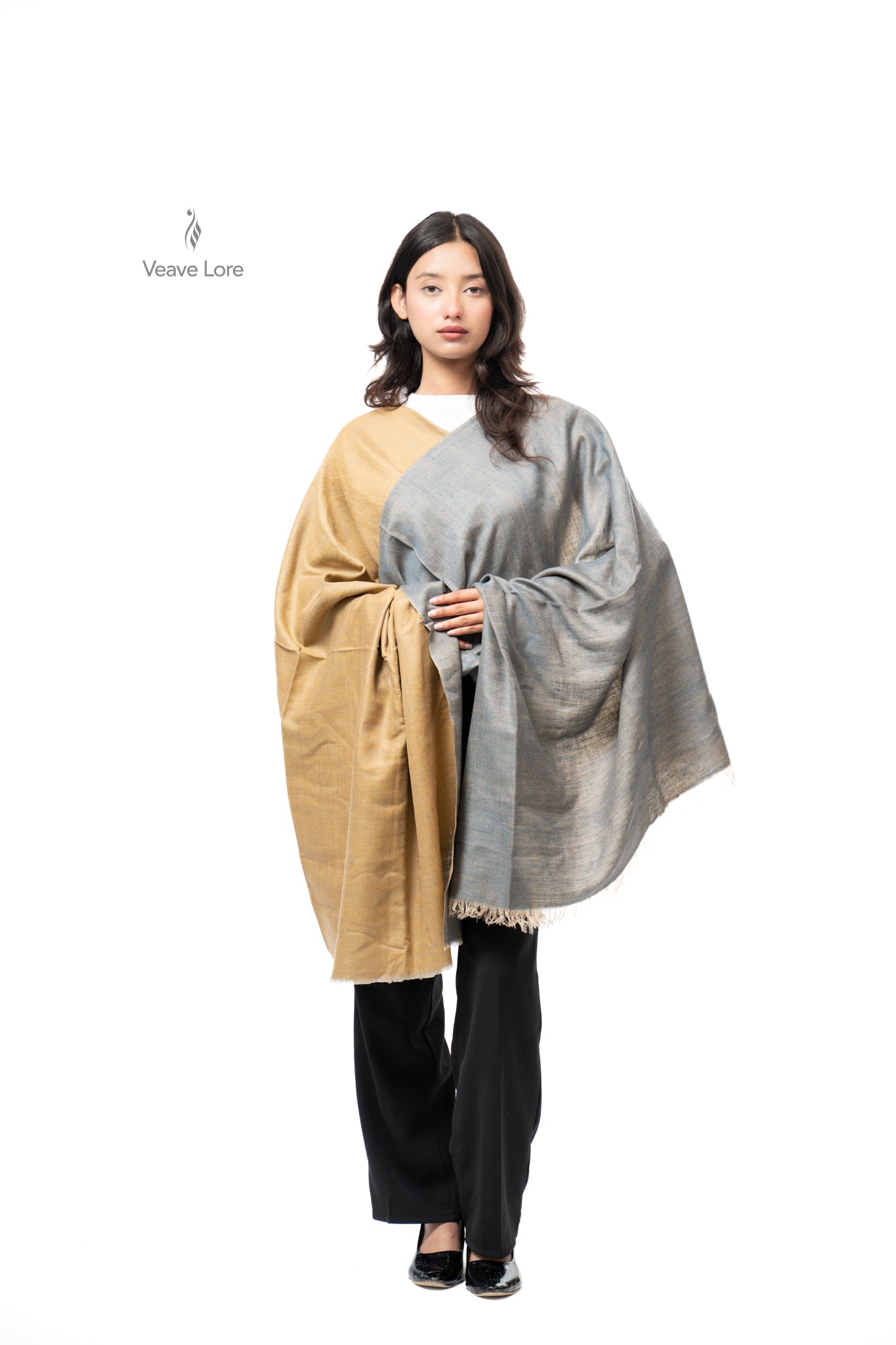 Zarrin Slate Pashmina Shawl