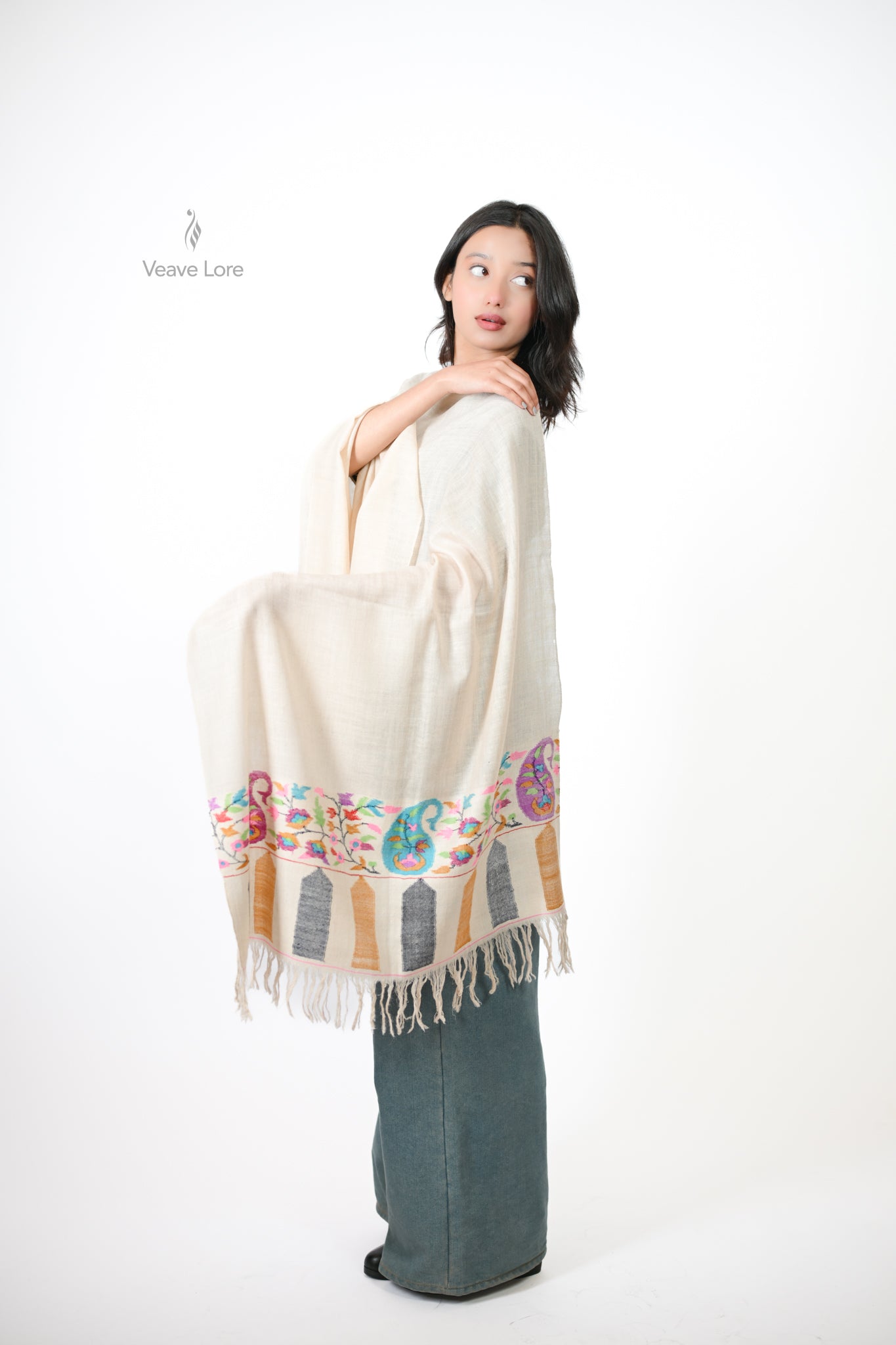 Sarv-o-Gul Cypress & Rose Pashmina Stole