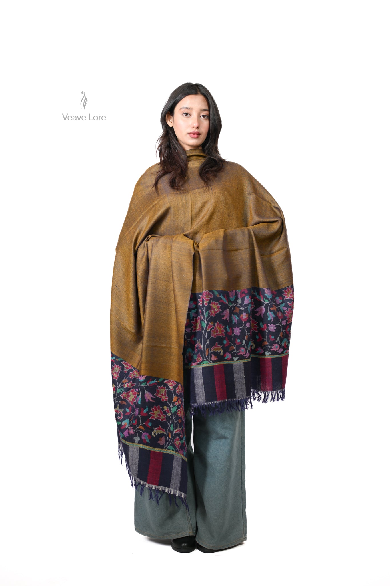 Zar-o-Gul Gold & Rose Pashmina Shawl