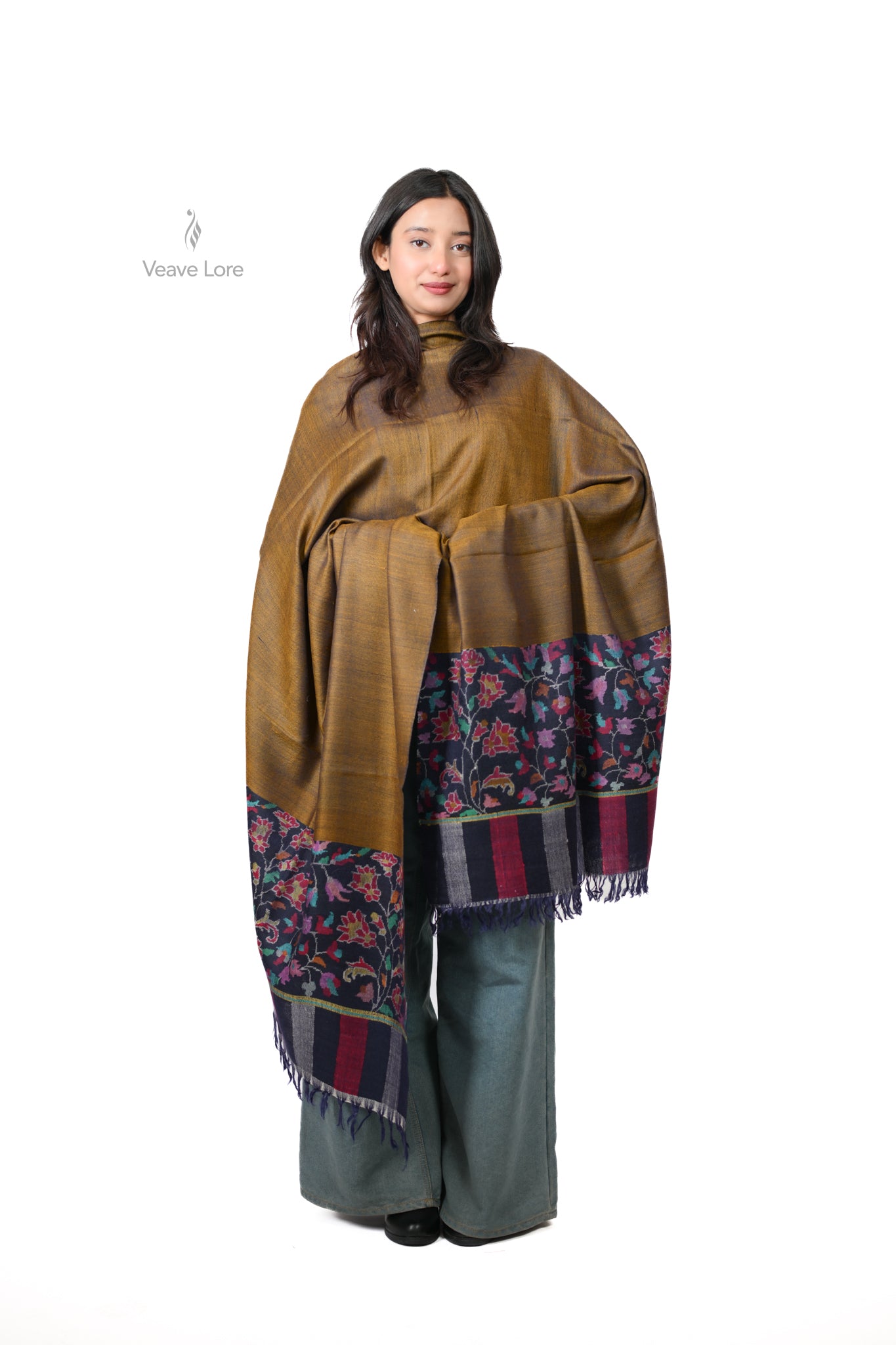 Zar-o-Gul Gold & Rose Pashmina Shawl