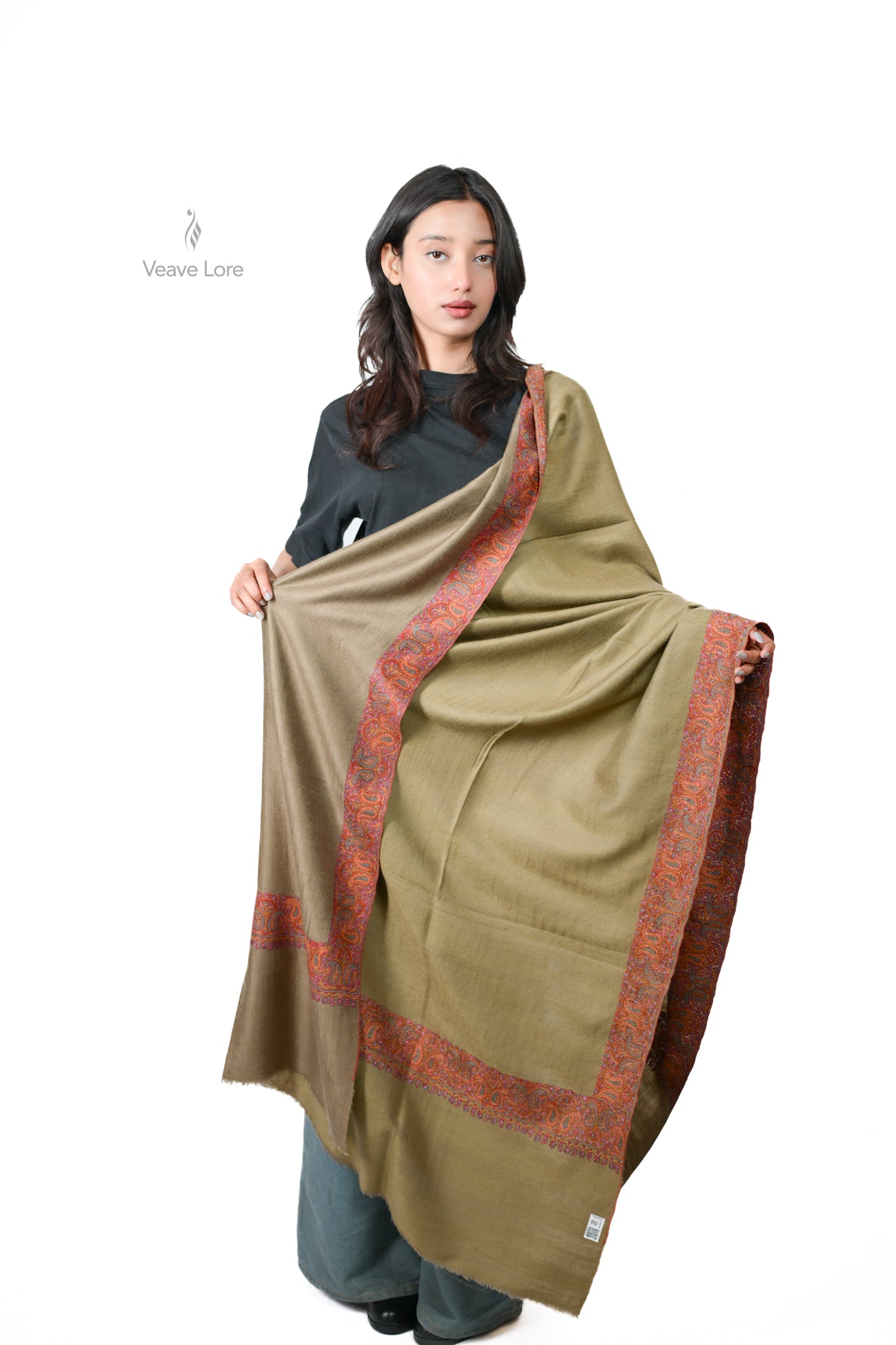 The Olive Mehfil Pashmina Shawl
