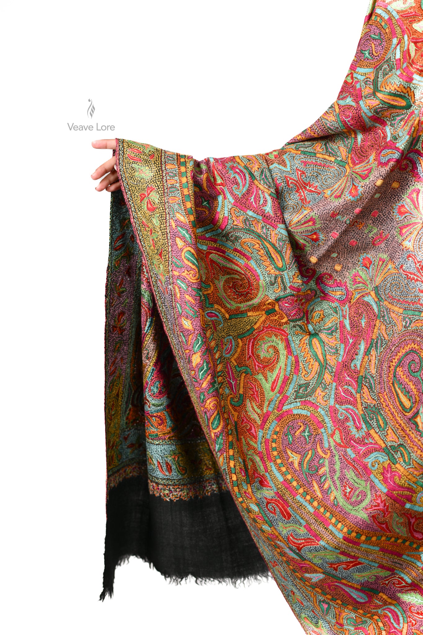 Shab-e-Rang Hand Embroidered Sozni Jamawar Shawl