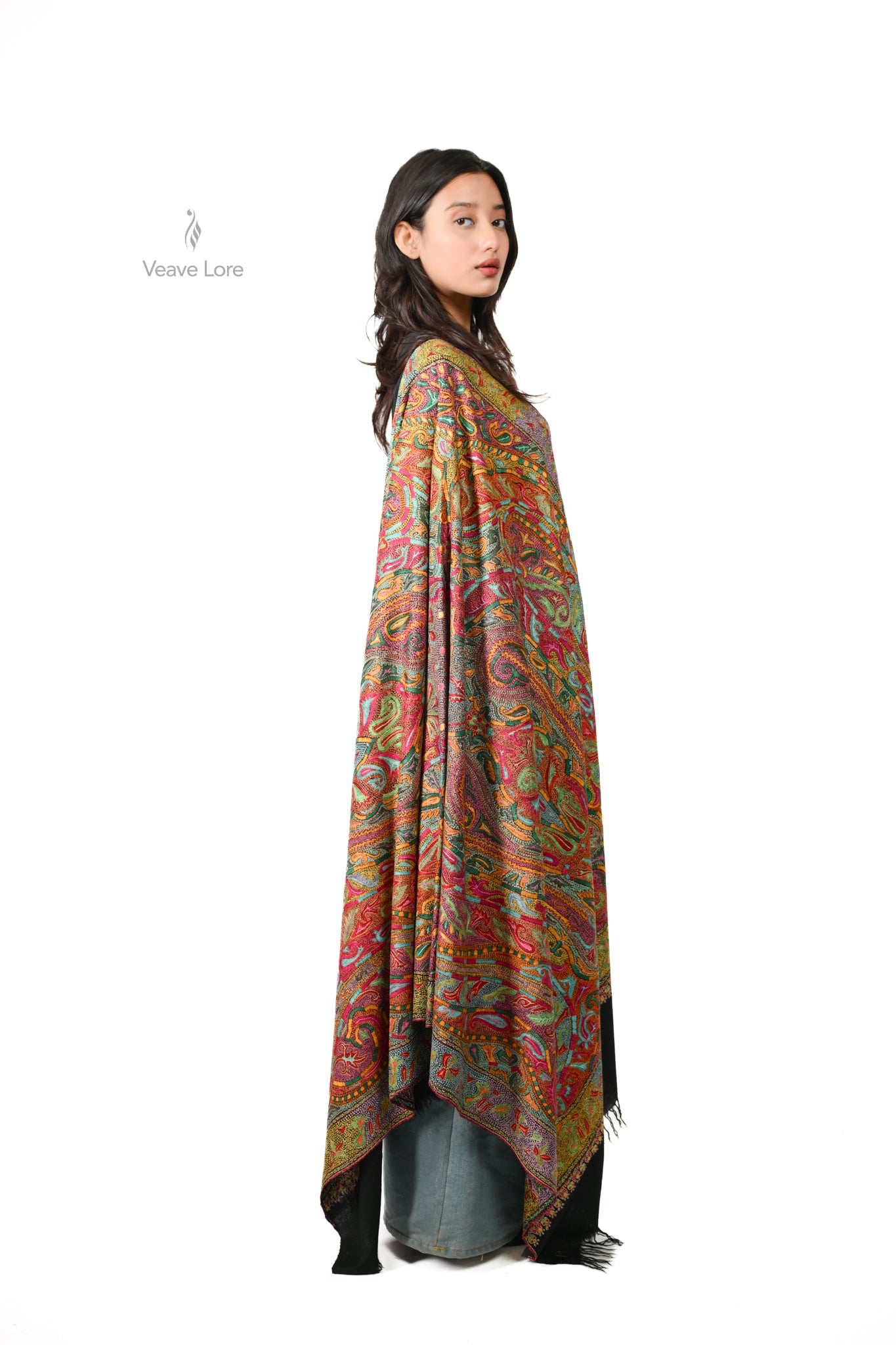 Shab-e-Rang Hand Embroidered Sozni Jamawar Shawl