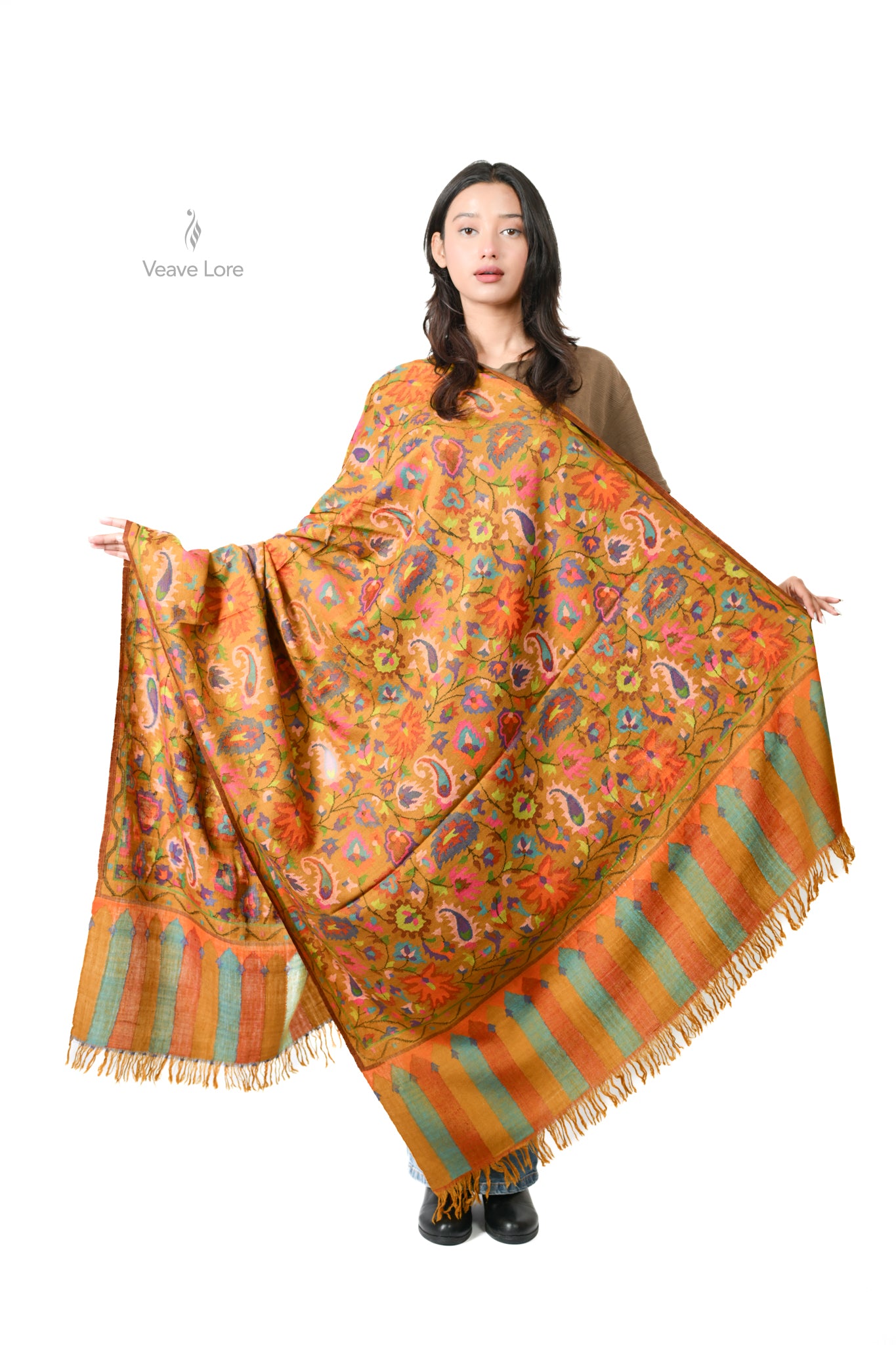 The Saffron Fields Pashmina Shawl