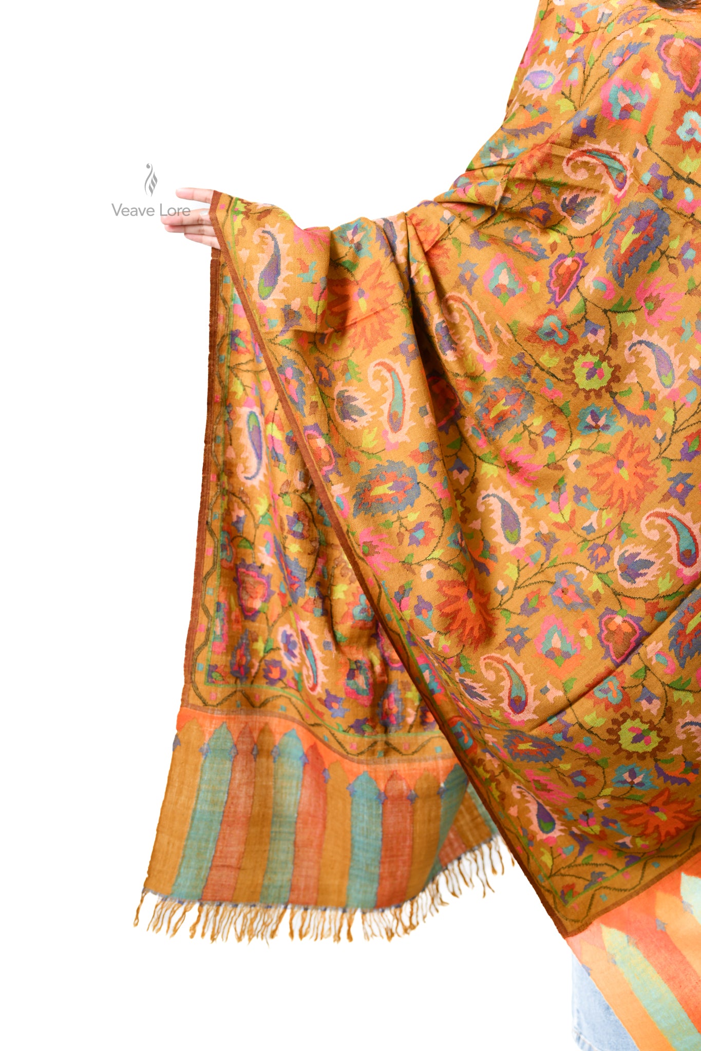 The Saffron Fields Pashmina Shawl
