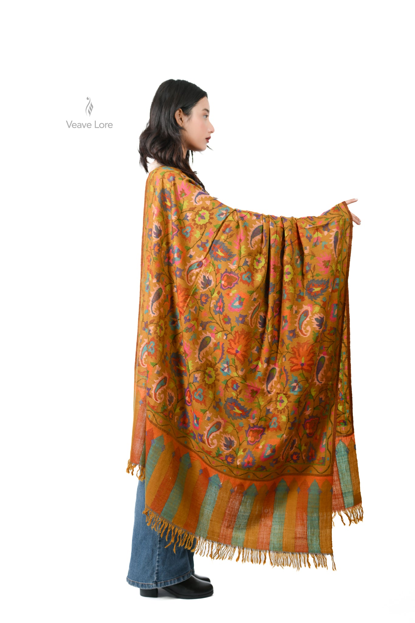 The Saffron Fields Pashmina Shawl