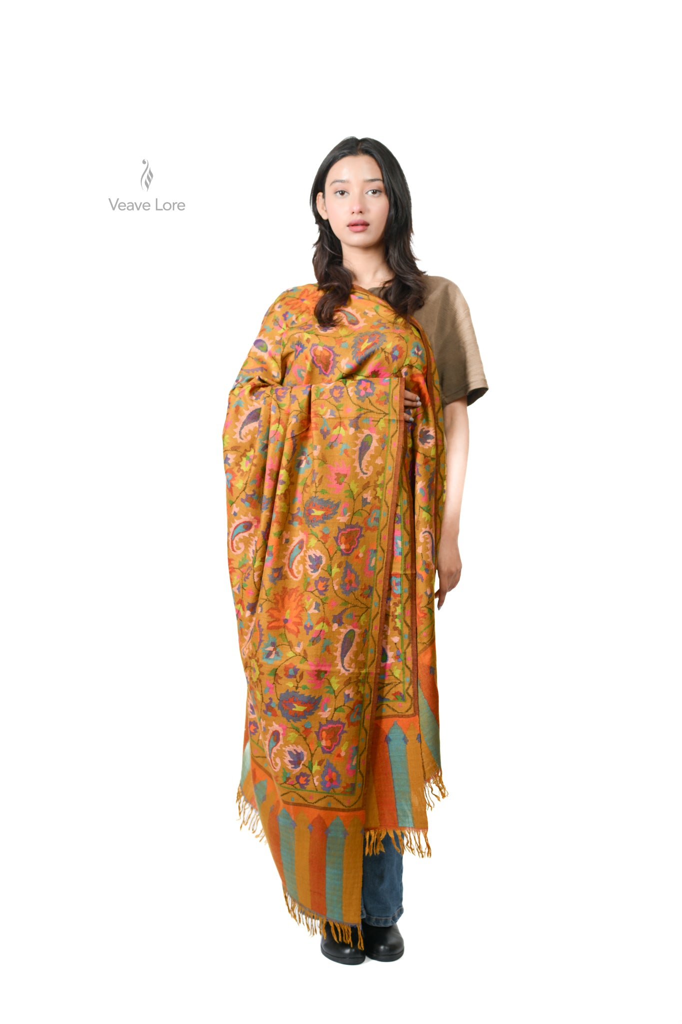 The Saffron Fields Pashmina Shawl