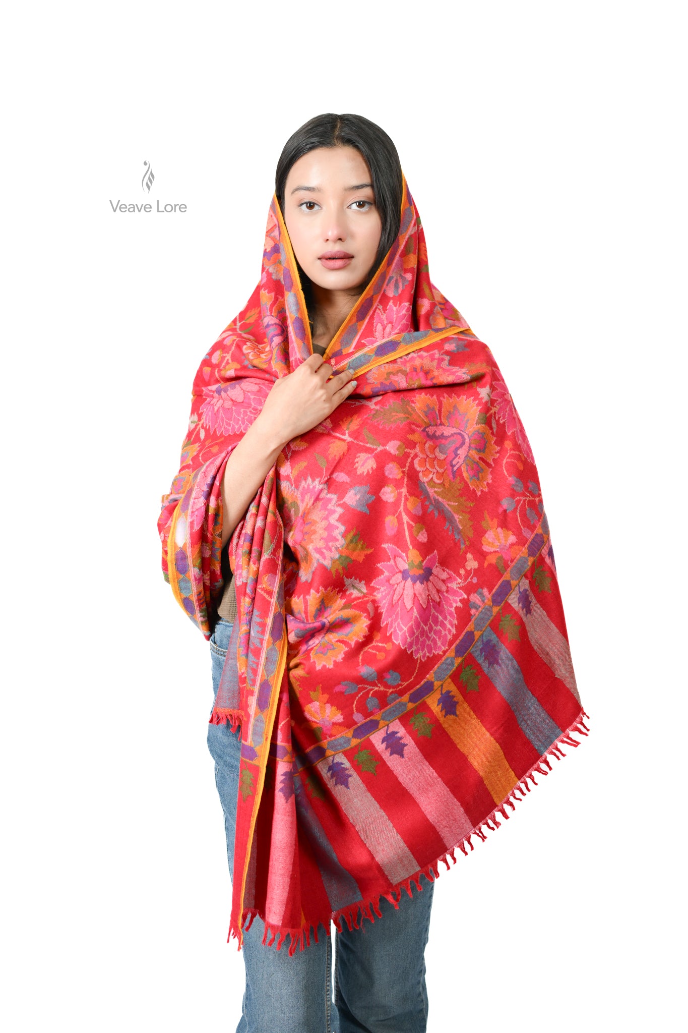 The Scarlet Lotus Pashmina Shawl
