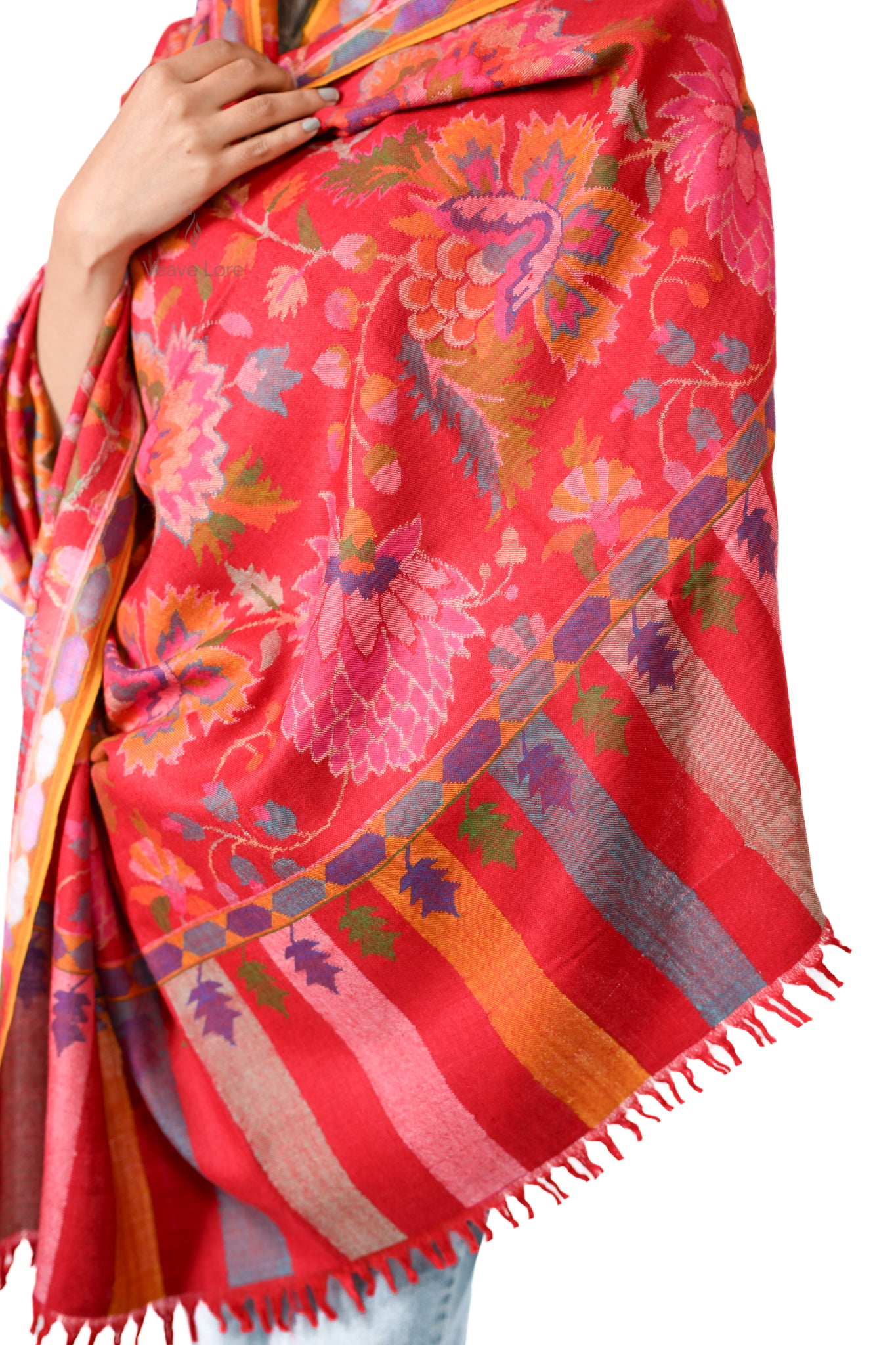 The Scarlet Lotus Pashmina Shawl
