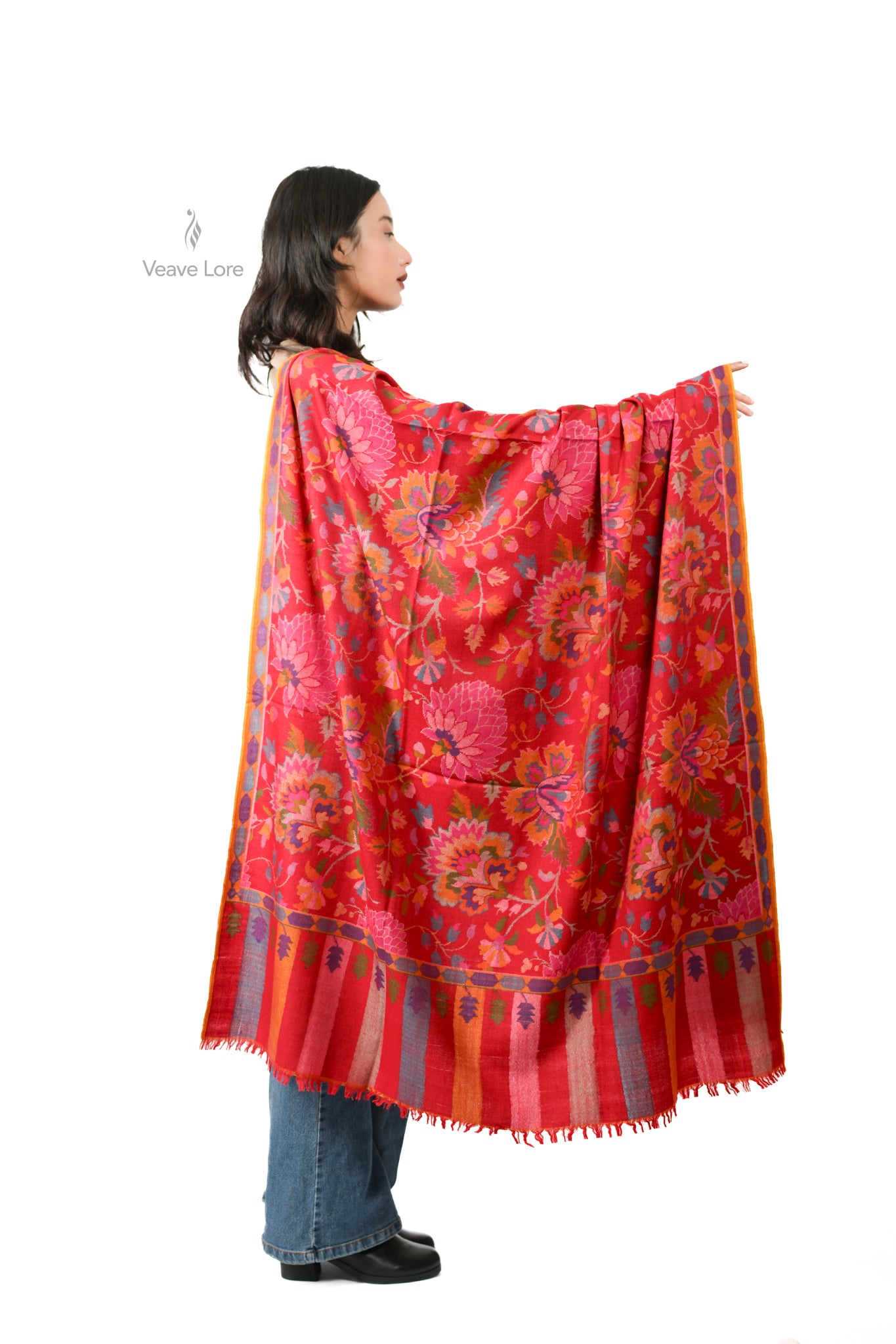 The Scarlet Lotus Pashmina Shawl