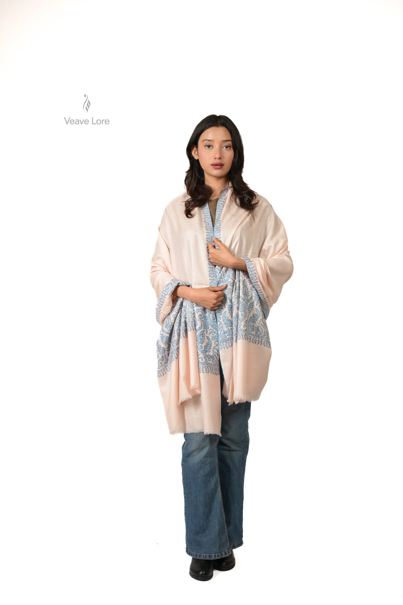 Blush Azure Pashmina Shawl