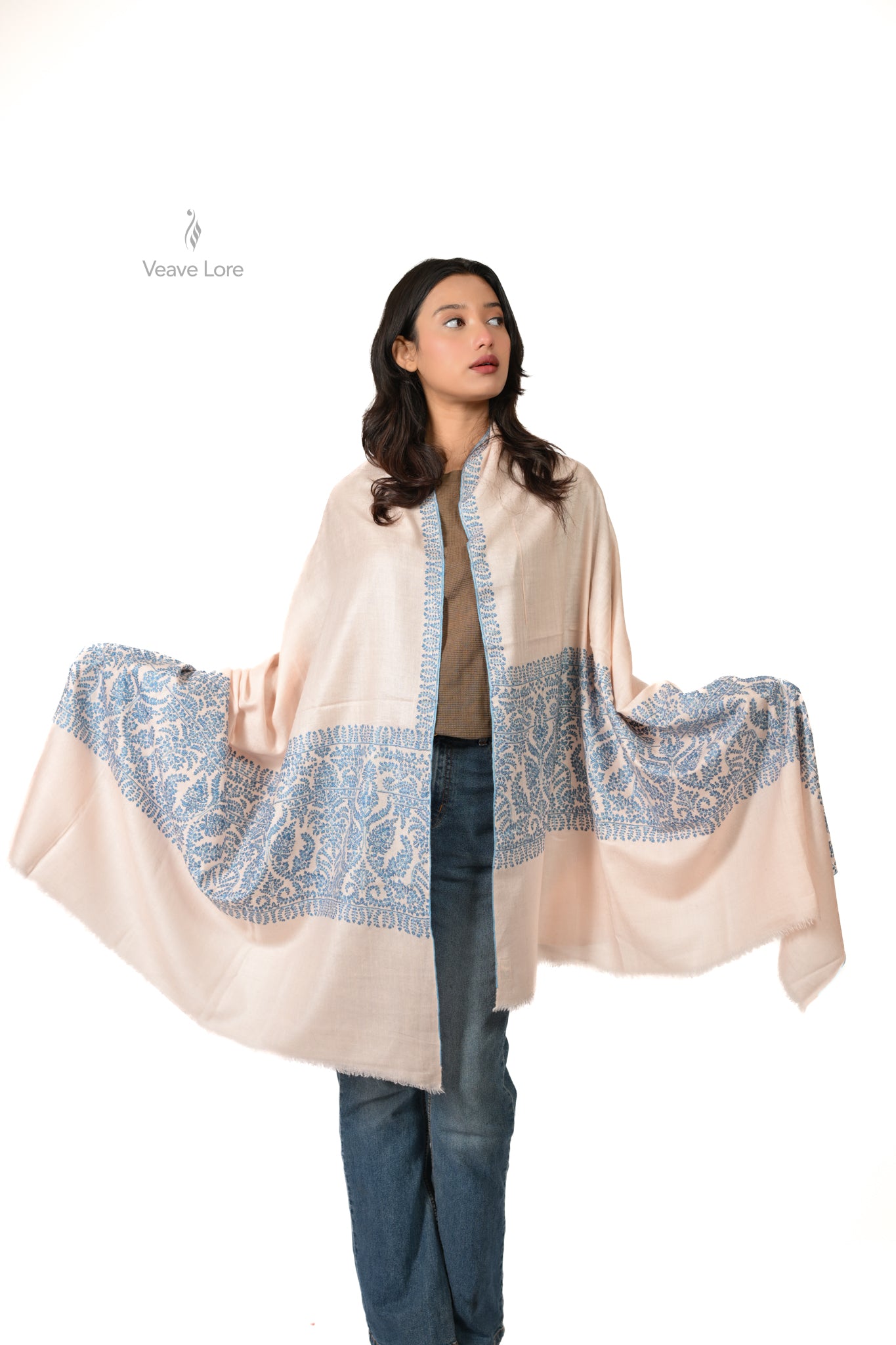 Blush Azure Pashmina Shawl