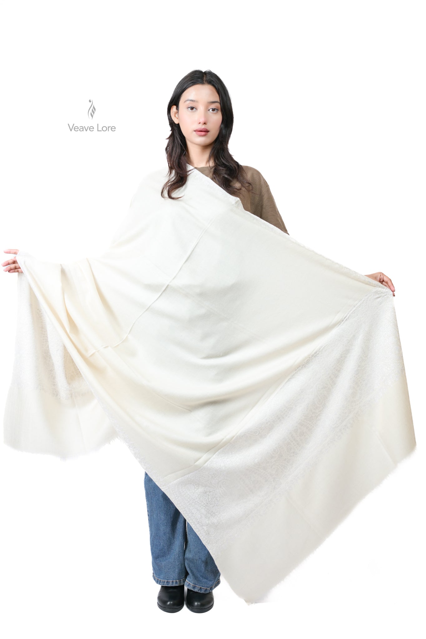 Deep Drift Hand Embroidered GI Pashmina Shawl