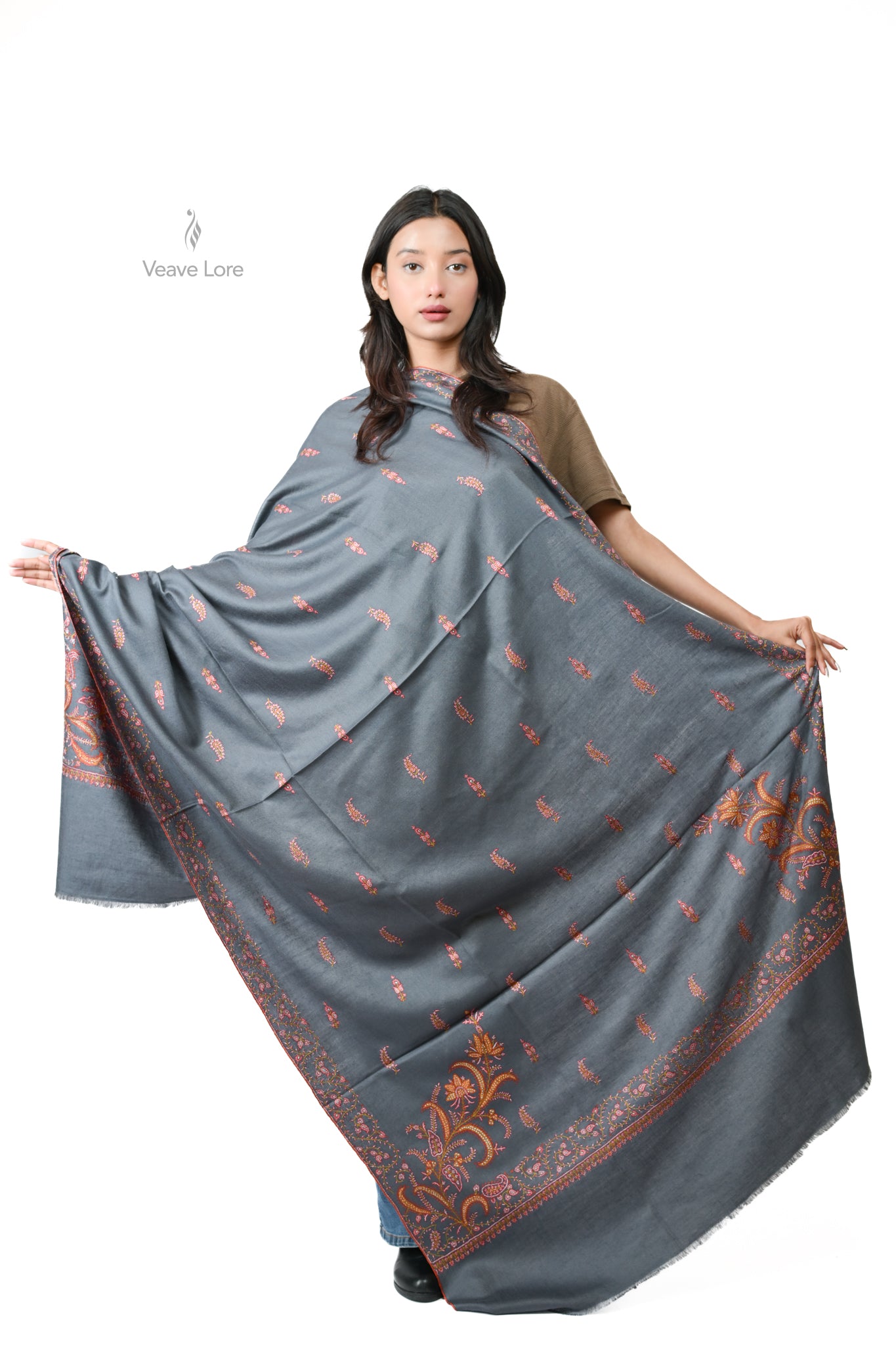 Sitara Pewter Pashmina Shawl