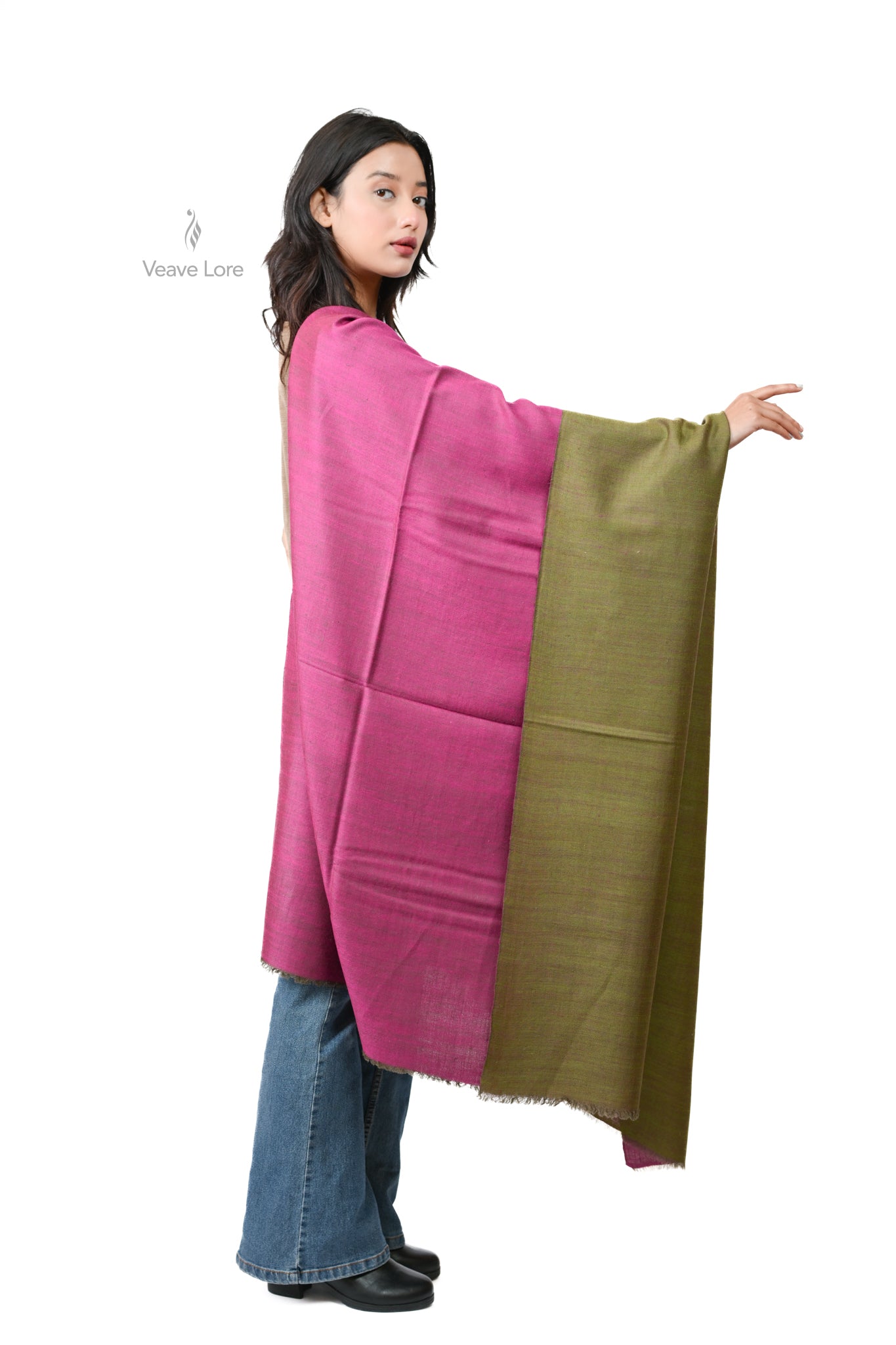 Do Rukha Gul-o-Sabz Kashmiri Pashmina Shawl
