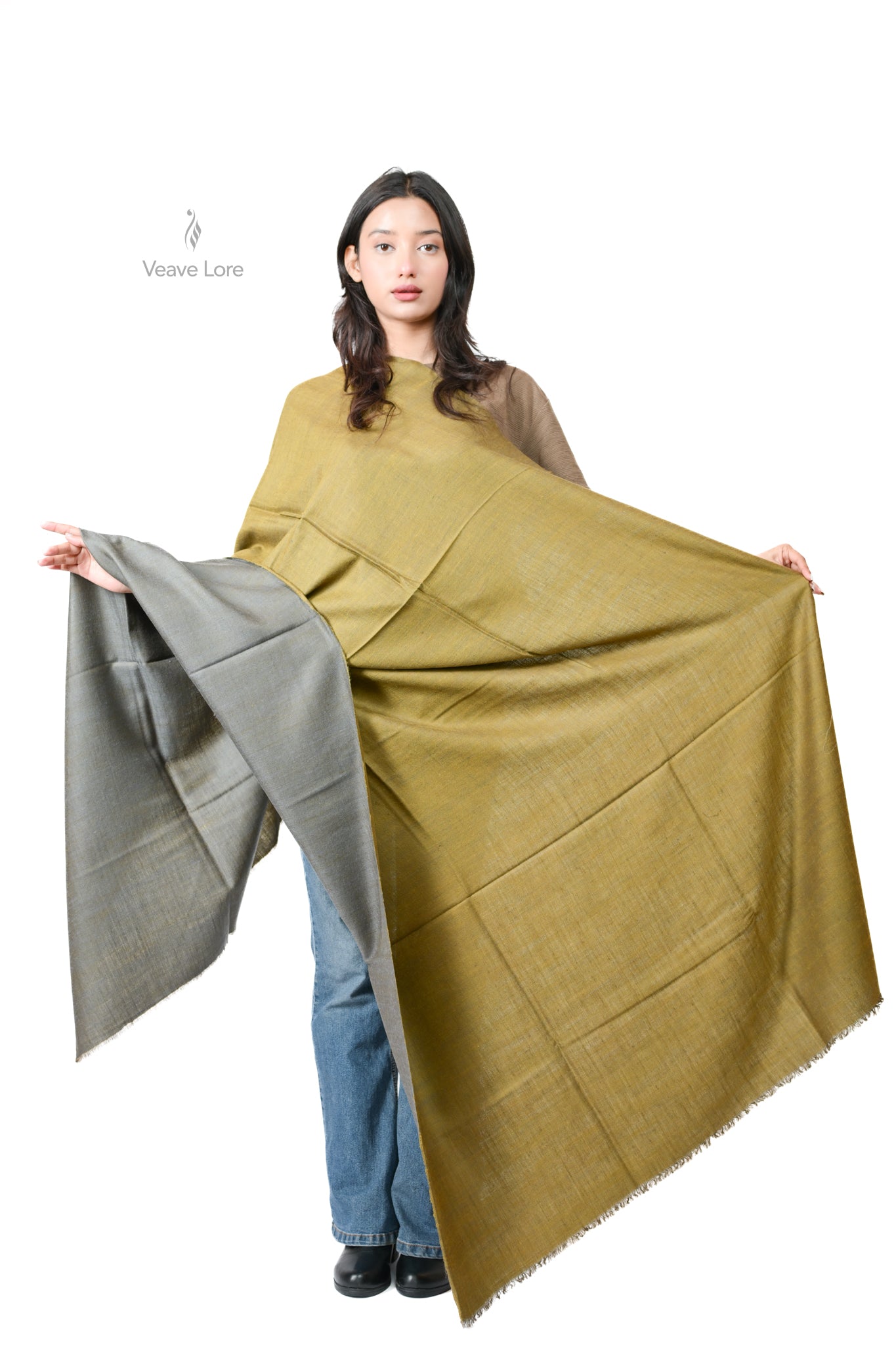 Khaki-o-Dhuaan Kashmiri Pashmina Shawl