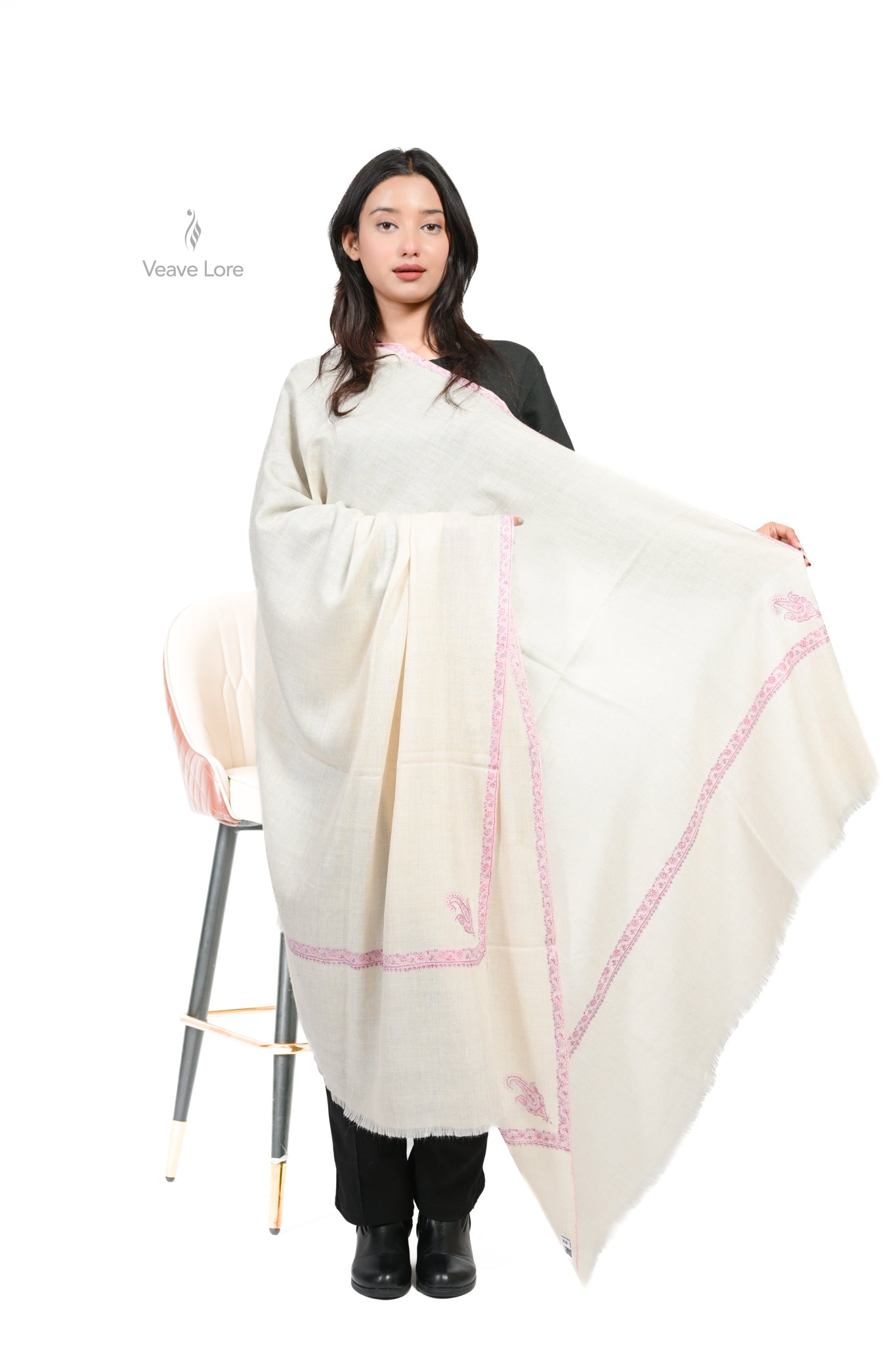 Khushboo-e-Gulabi Pashmina Shawl