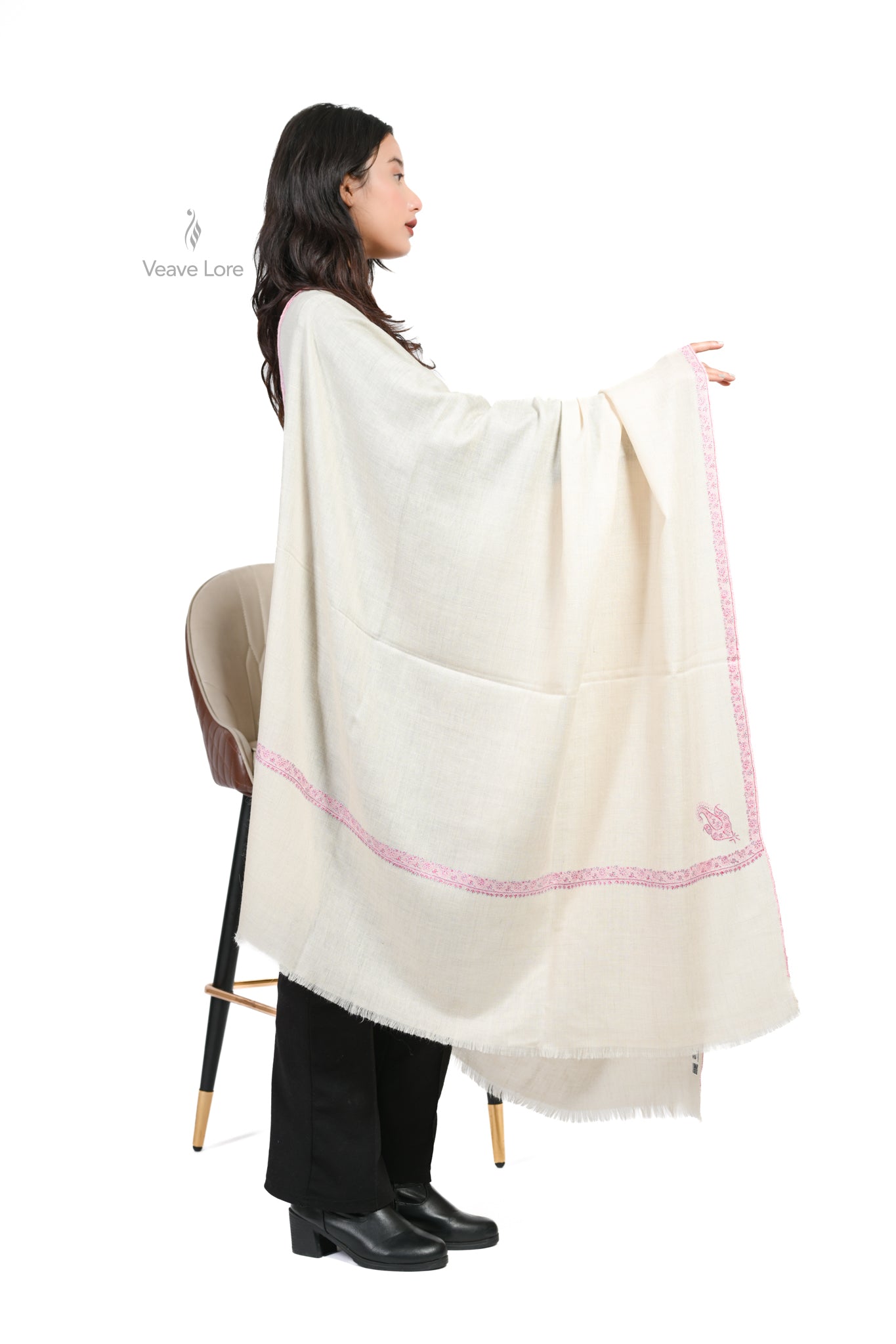 Khushboo-e-Gulabi Pashmina Shawl