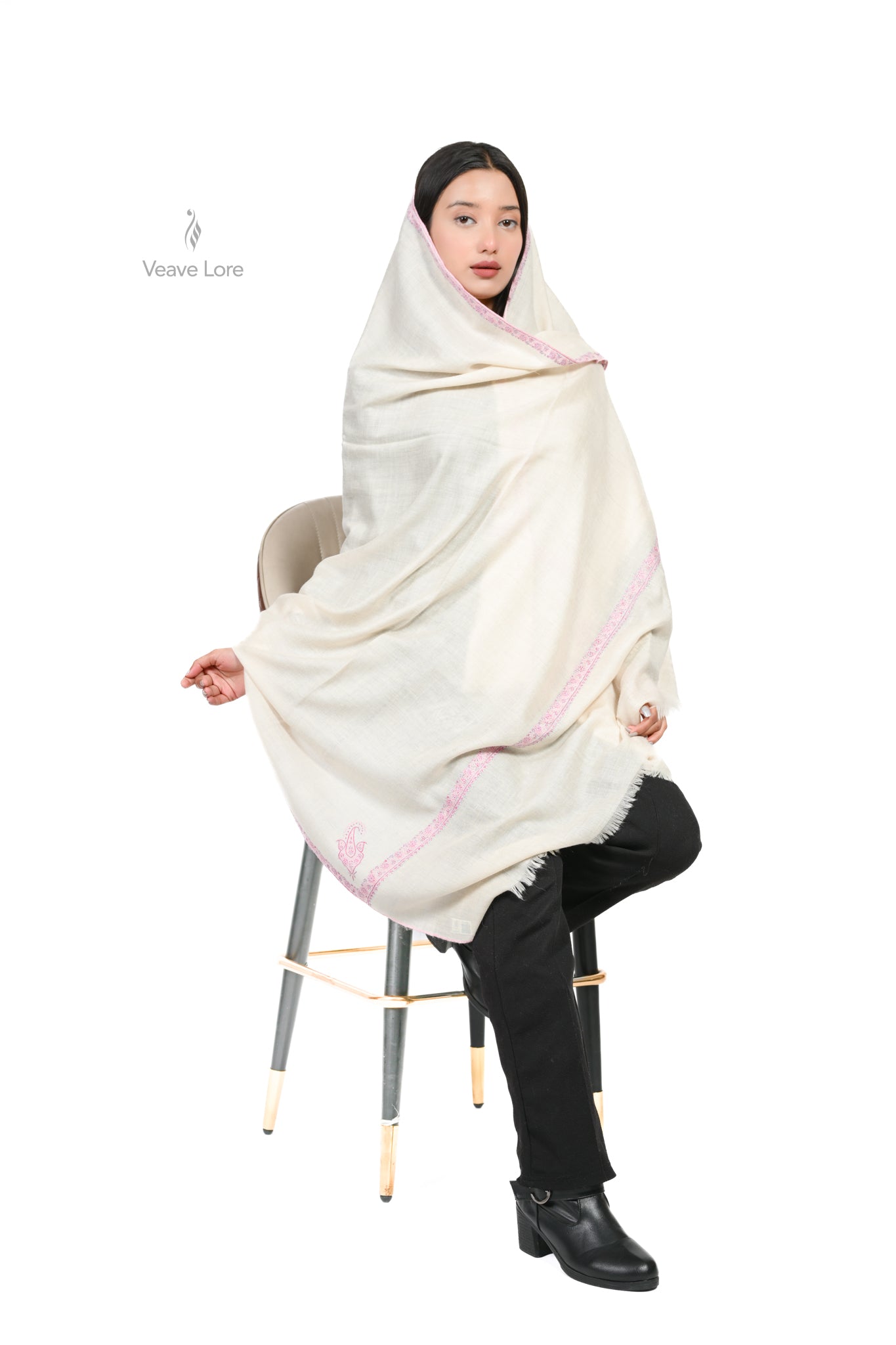Khushboo-e-Gulabi Pashmina Shawl