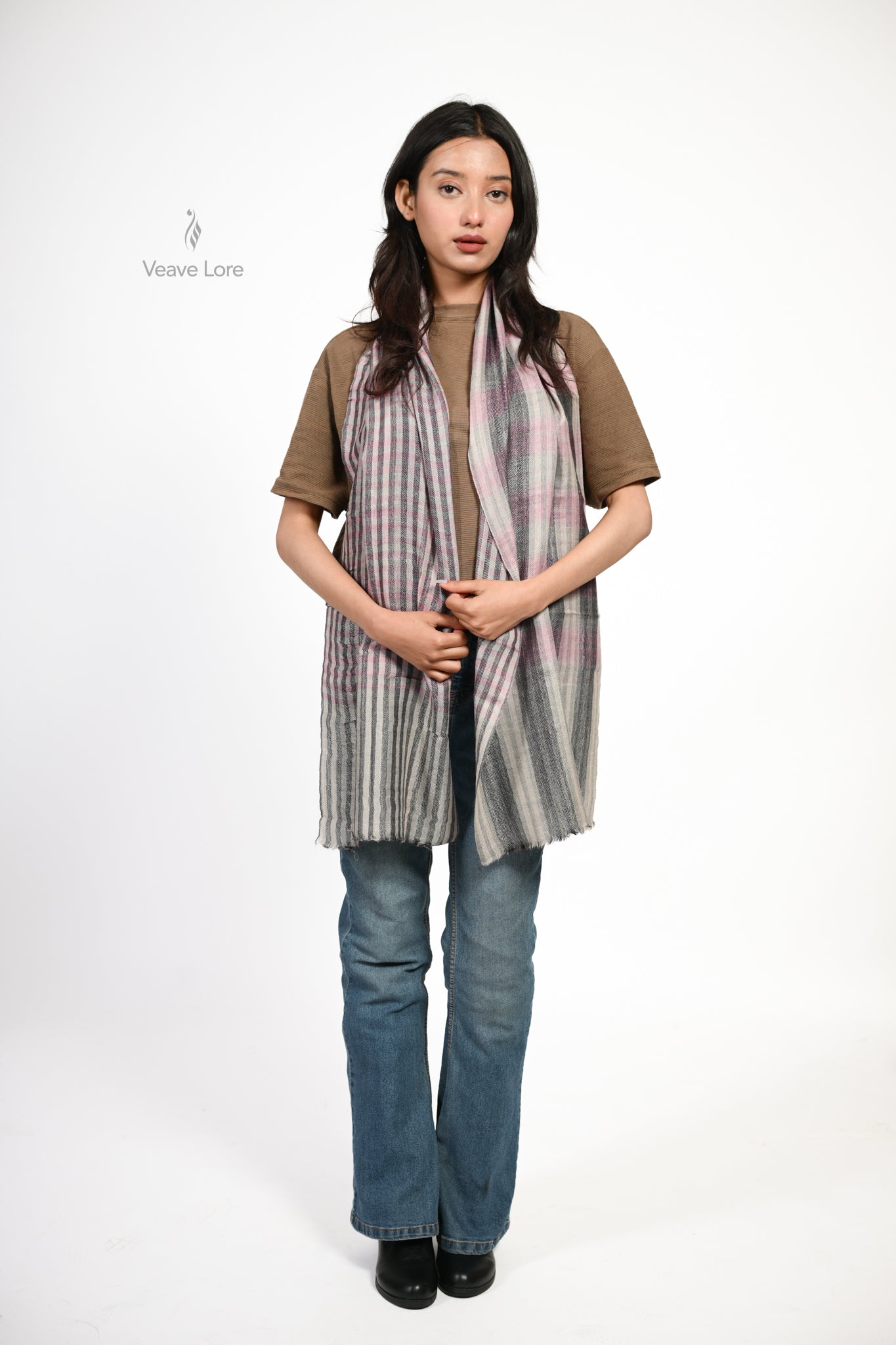Heather Stripe Fine Wool Scarf