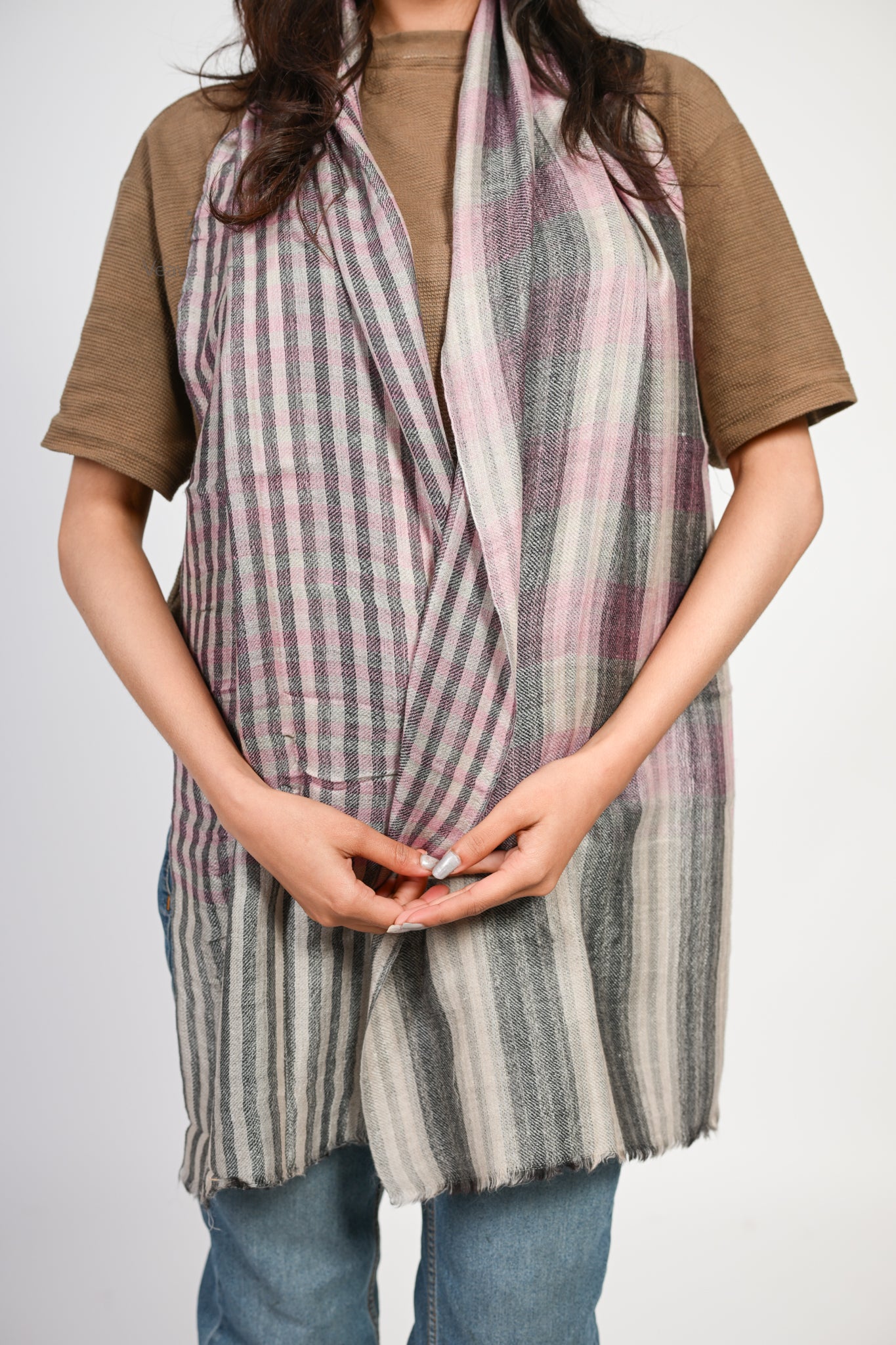 Heather Stripe Fine Wool Scarf