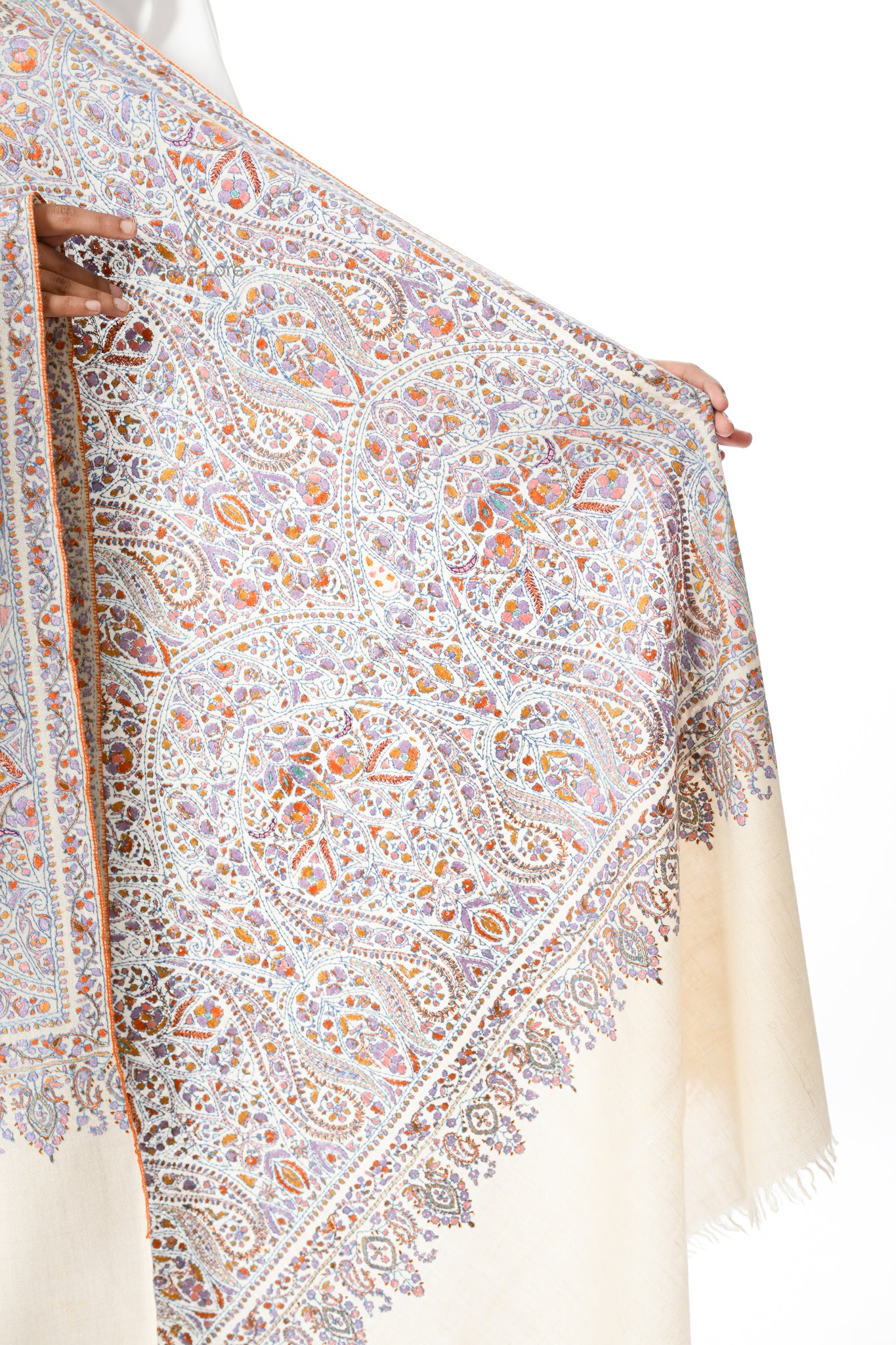 Dhuaan Gulshan Hand Embroidered Sozni Jamawar Shawl