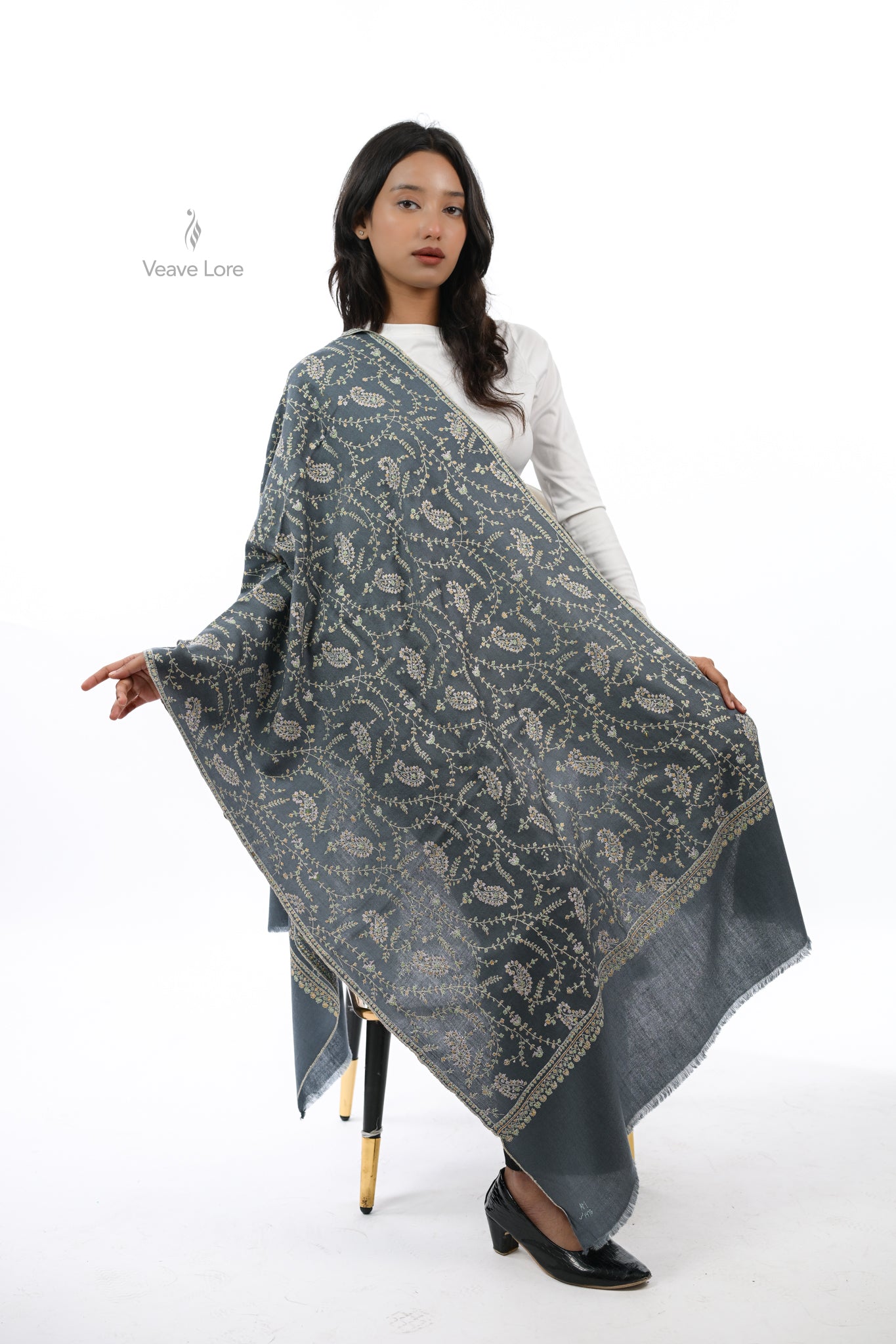 Boteh & Smoke Pashmina Stole