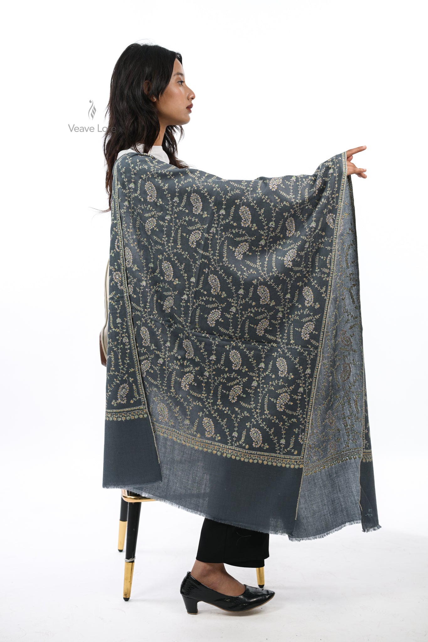 Boteh & Smoke Pashmina Stole