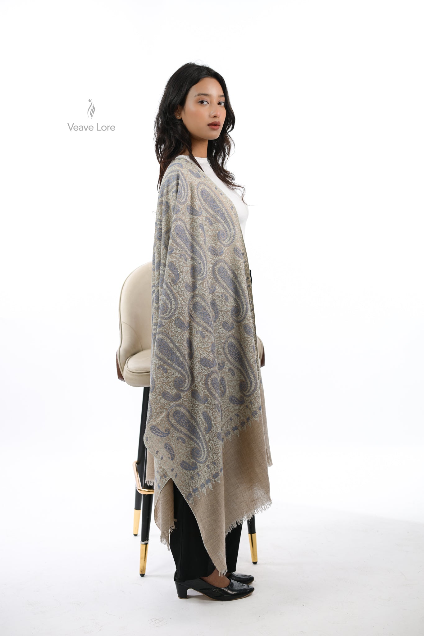 Lajward & Linen Pashmina Stole