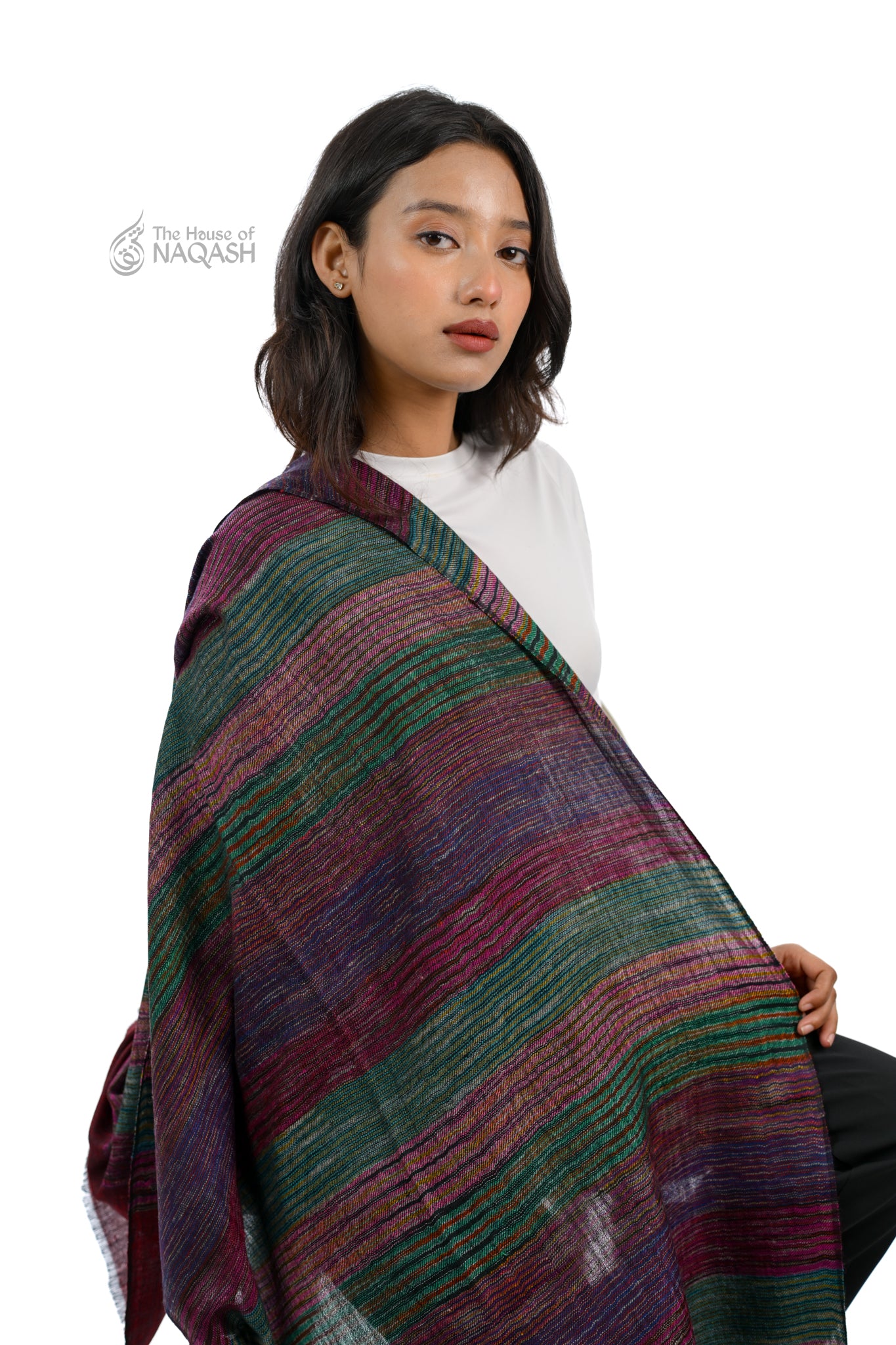 Burgundy Striped Ensemble Wrap