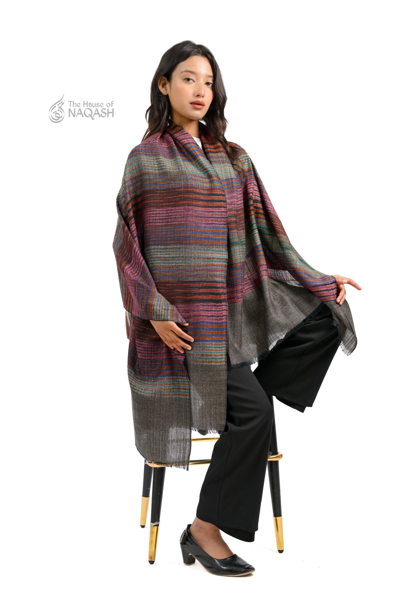 Grey Multi-Striped Wrap